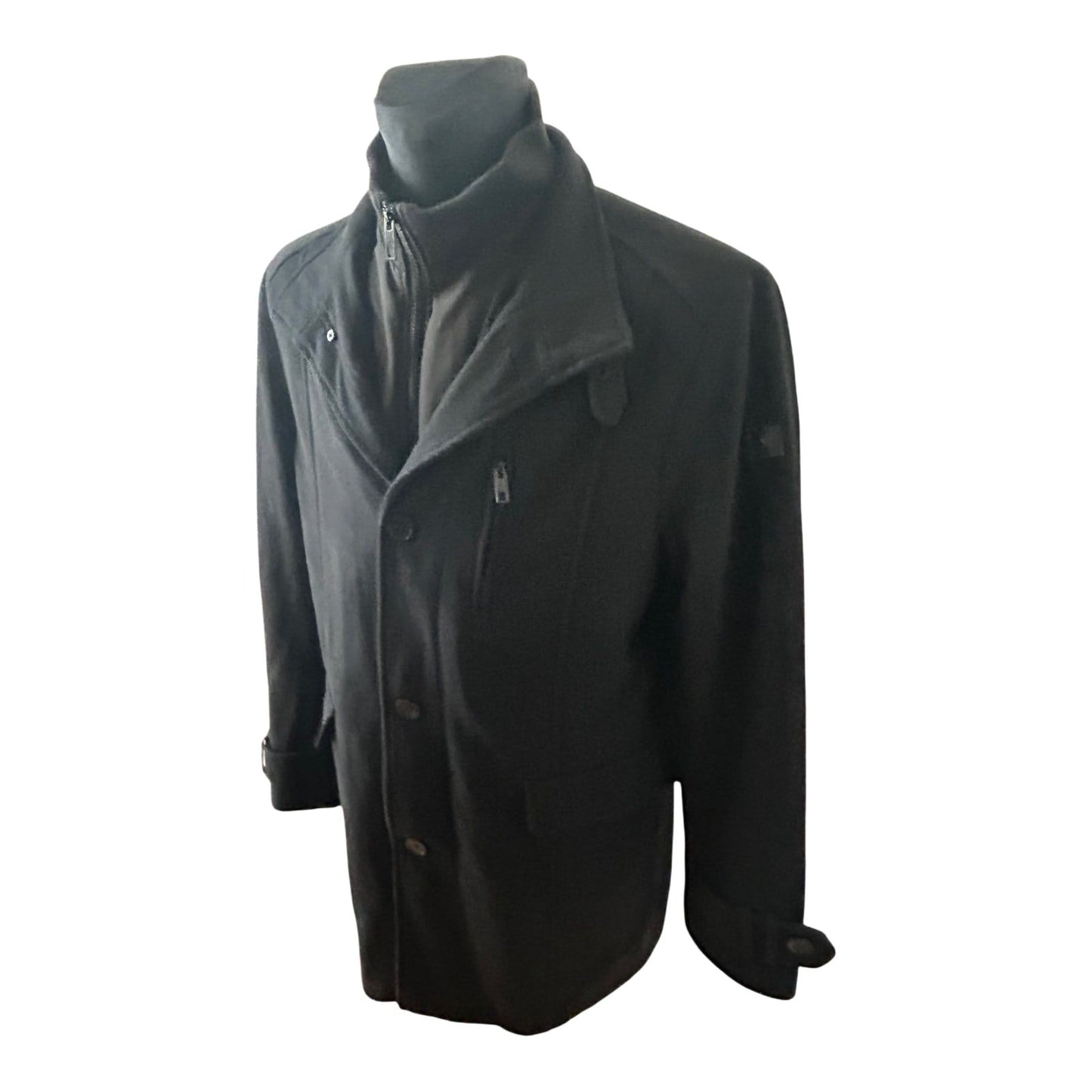 Angelo Litrico Mantel Herren Gr 54 Wolle Schwarz Winter Warm Klassisch Elegant