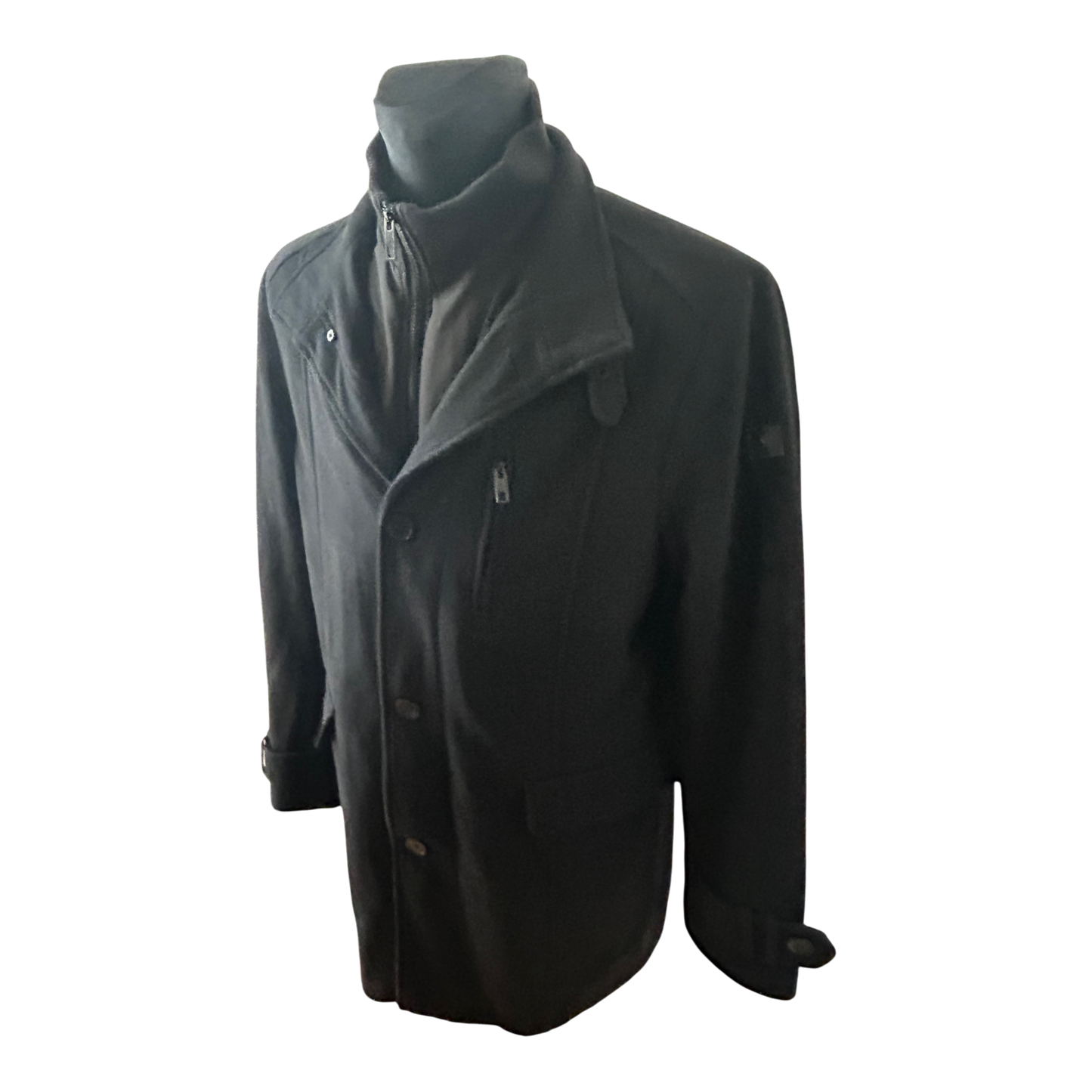 Angelo Litrico Mantel Herren Gr 54 Wolle Schwarz Winter Warm Klassisch Elegant