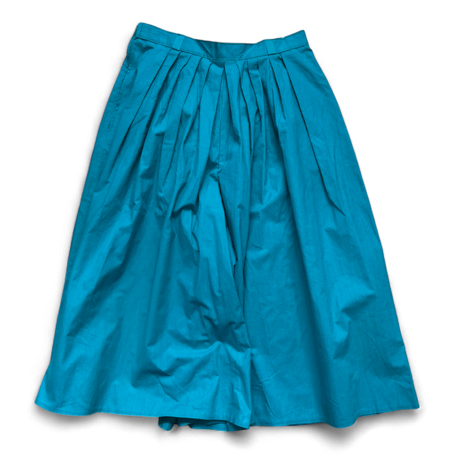 Vintage Hosenrock Damen Türkisgrün XS Baumwolle Faltenrock Culotte Sommer