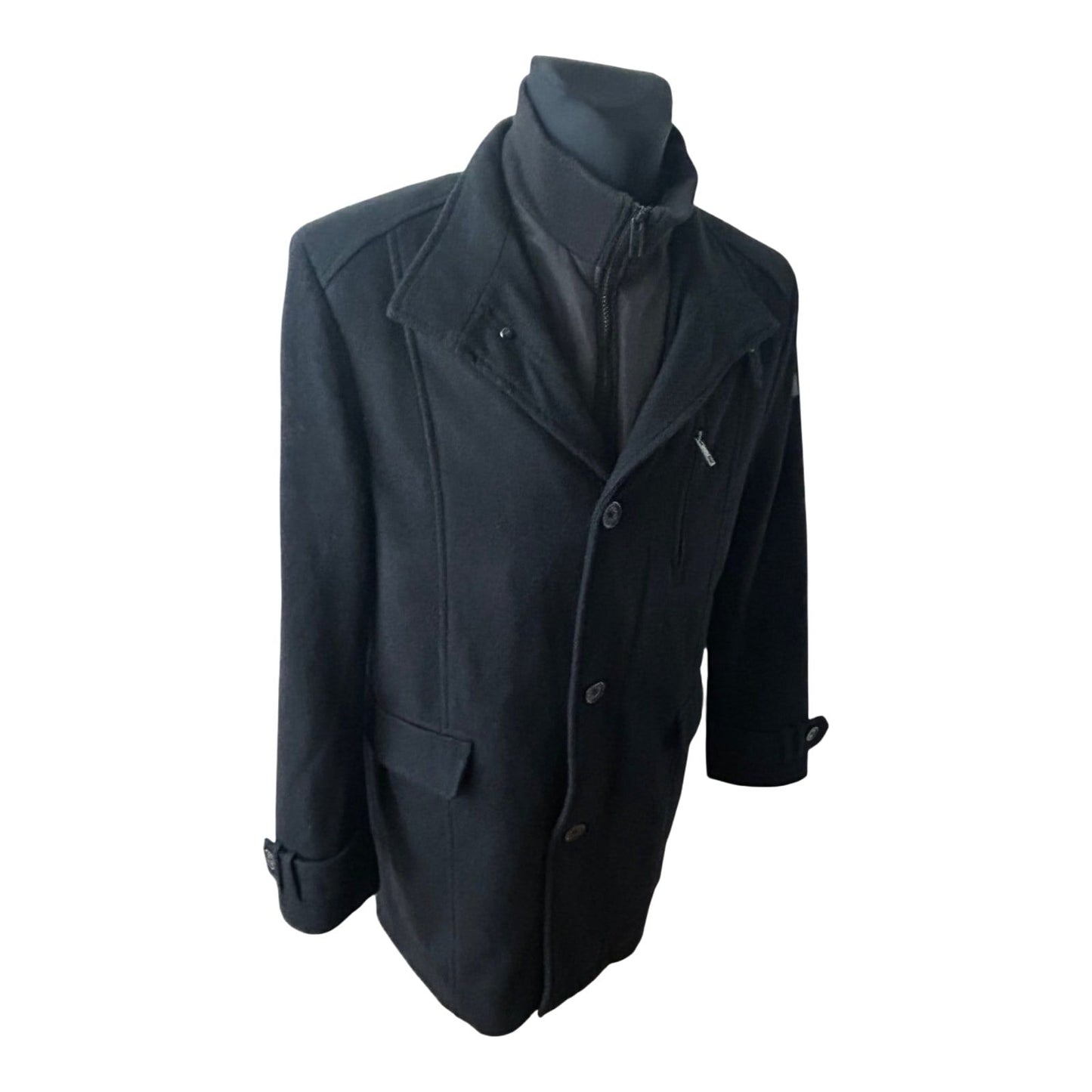 Angelo Litrico Mantel Herren Gr 54 Wolle Schwarz Winter Warm Klassisch Elegant