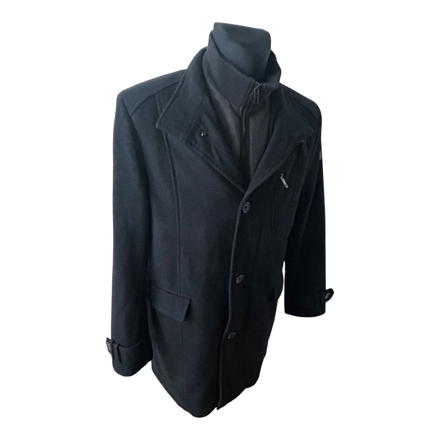 Angelo Litrico Mantel Herren Gr 54 Wolle Schwarz Winter Warm Klassisch Elegant