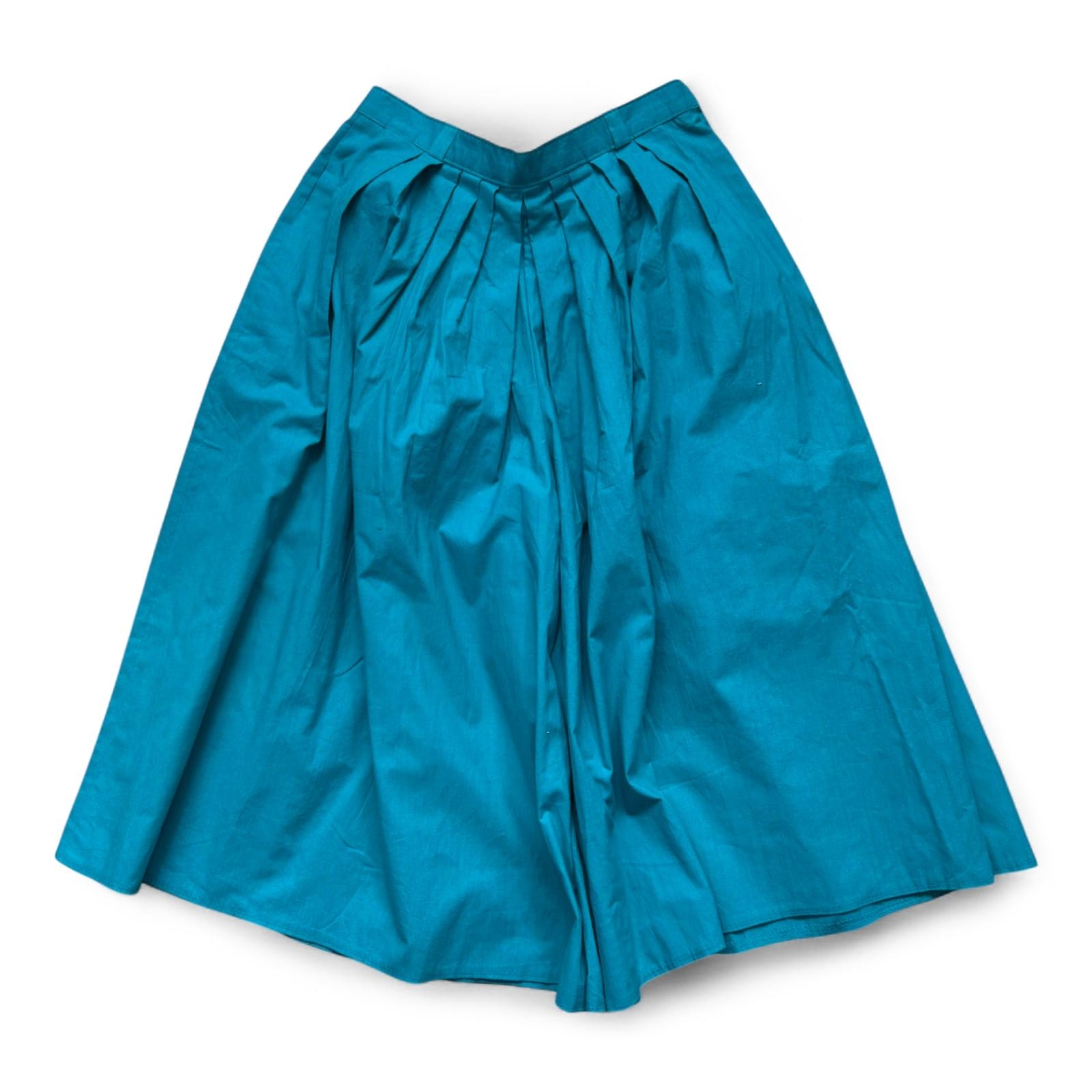 Vintage Hosenrock Damen Türkisgrün XS Baumwolle Faltenrock Culotte Sommer