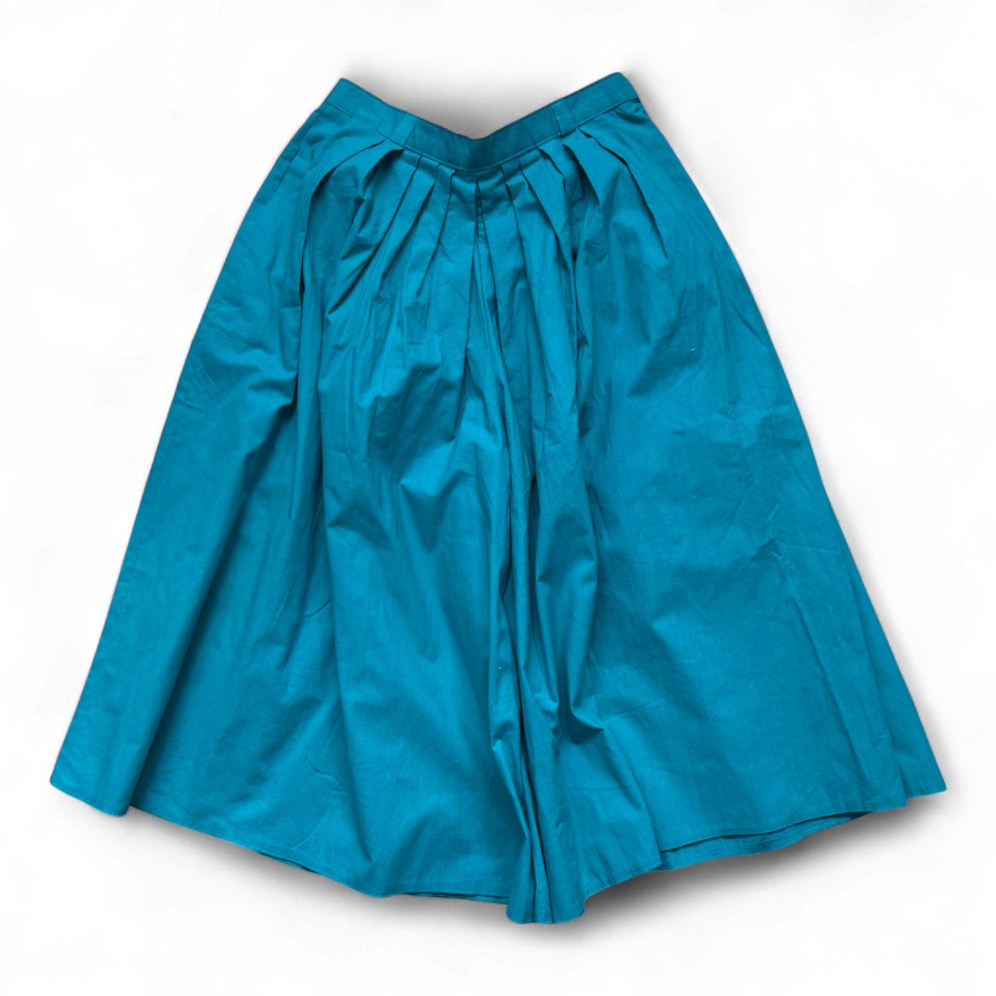 Vintage Hosenrock Damen Türkisgrün XS Baumwolle Faltenrock Culotte Sommer