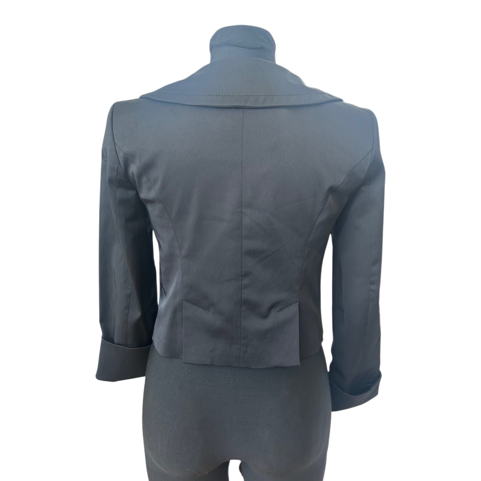 Zara Jacke Damen Gr M Schwarz Rüschen Elegant Kurzblazer Vintage Stil