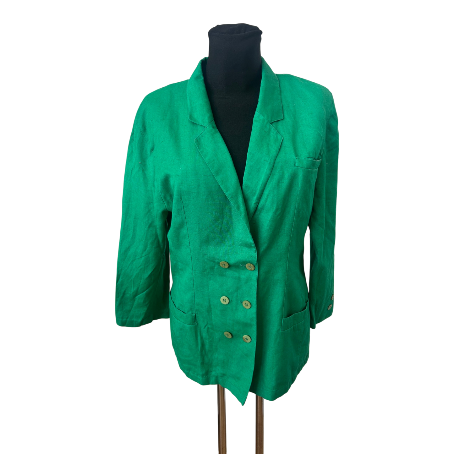 Damen Blazer Grün Gr 40 Vintage Leinen Look Elegant Klassisch Sommer Chic