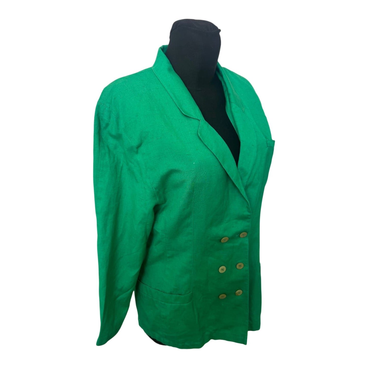 Damen Blazer Grün Gr 40 Vintage Leinen Look Elegant Klassisch Sommer Chic