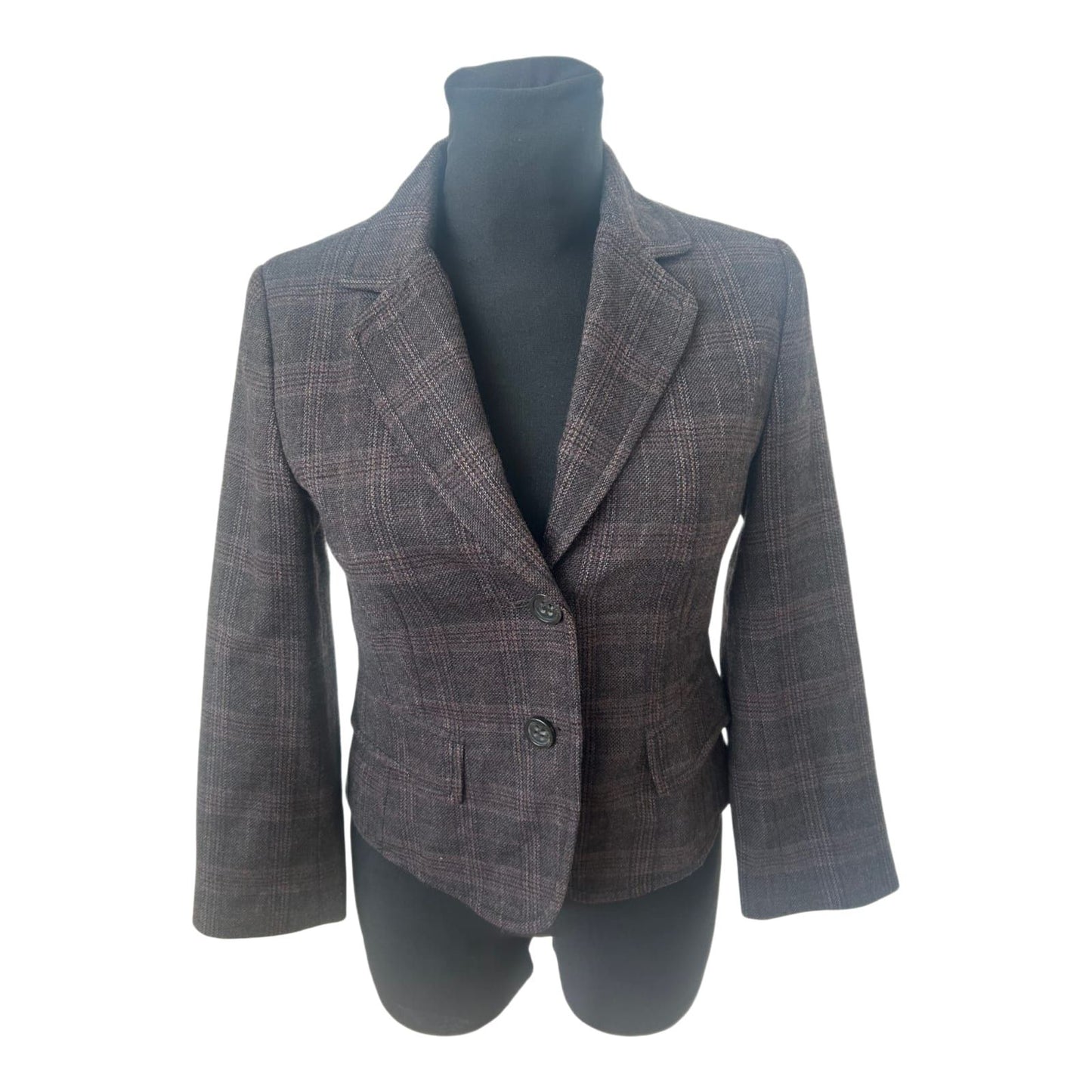 Joop Blazer Damen Gr 36 Braun Kariert Wolle Elegant Klassisch Chic