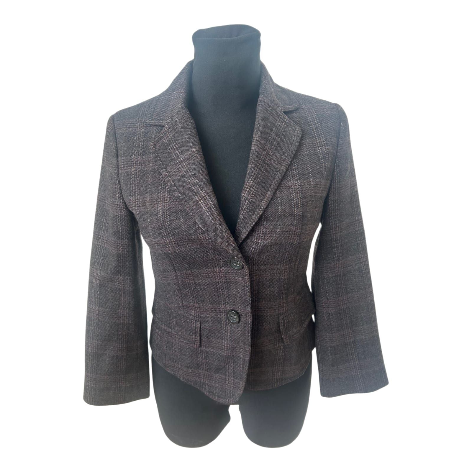 Joop Blazer Damen Gr 36 Braun Kariert Wolle Elegant Klassisch Chic
