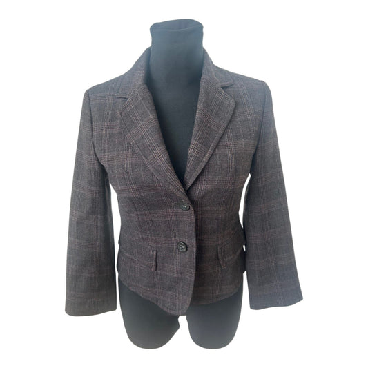 Joop Blazer Damen Gr 36 Braun Kariert Wolle Elegant Klassisch Chic
