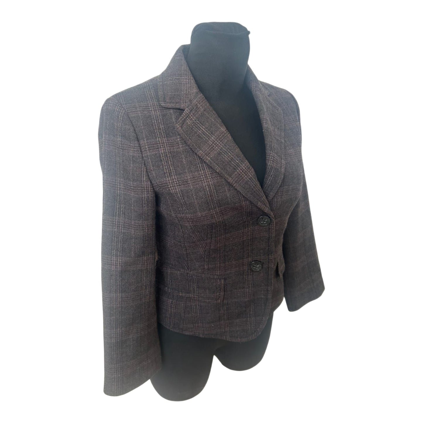 Joop Blazer Damen Gr 36 Braun Kariert Wolle Elegant Klassisch Chic