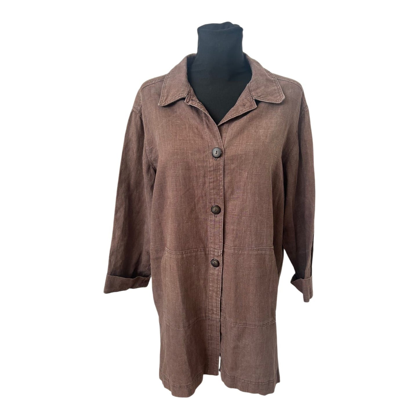 Leinenjacke Damen Braun Gr L XL Sommer Blazer Leinen Oversize Leicht