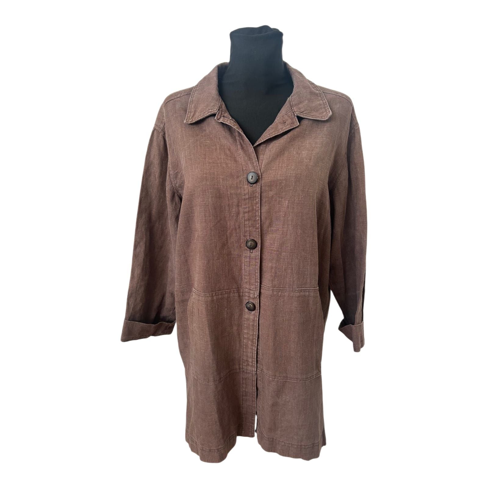 Leinenjacke Damen Braun Gr L XL Sommer Blazer Leinen Oversize Leicht