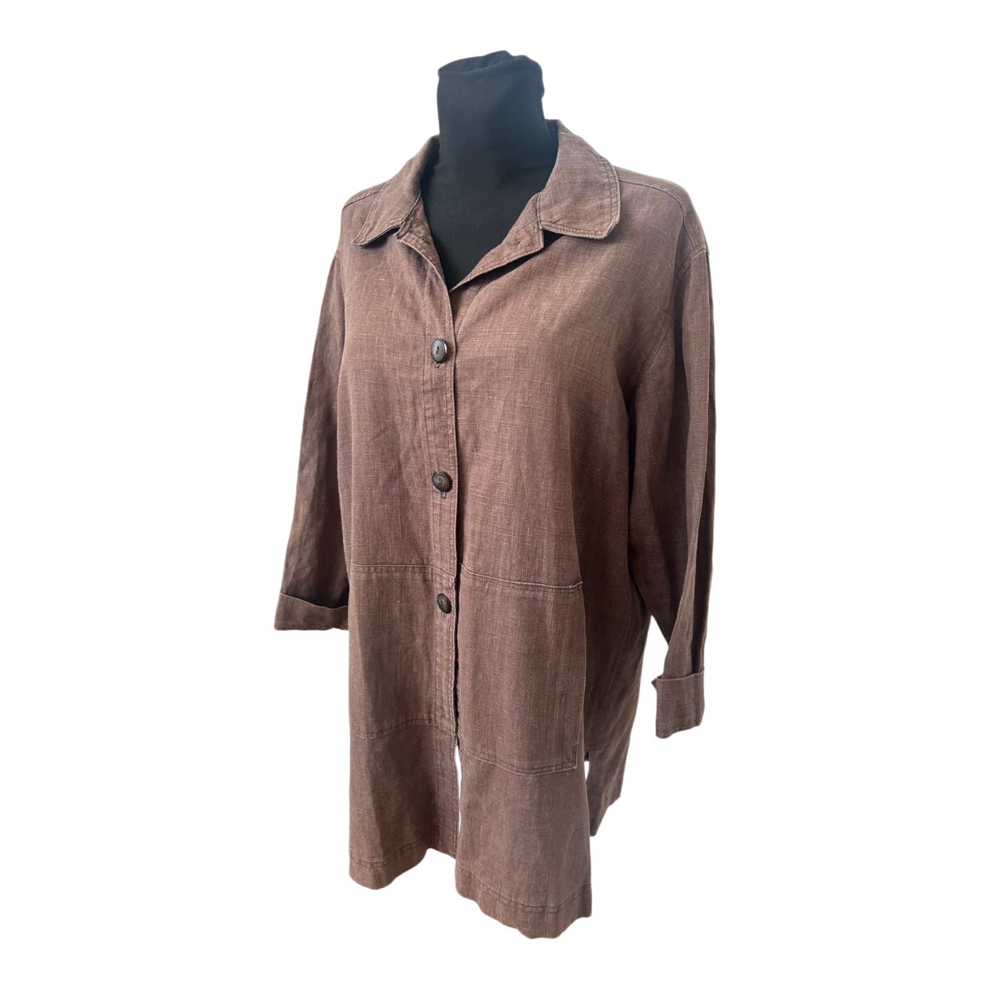 Leinenjacke Damen Braun Gr L XL Sommer Blazer Leinen Oversize Leicht
