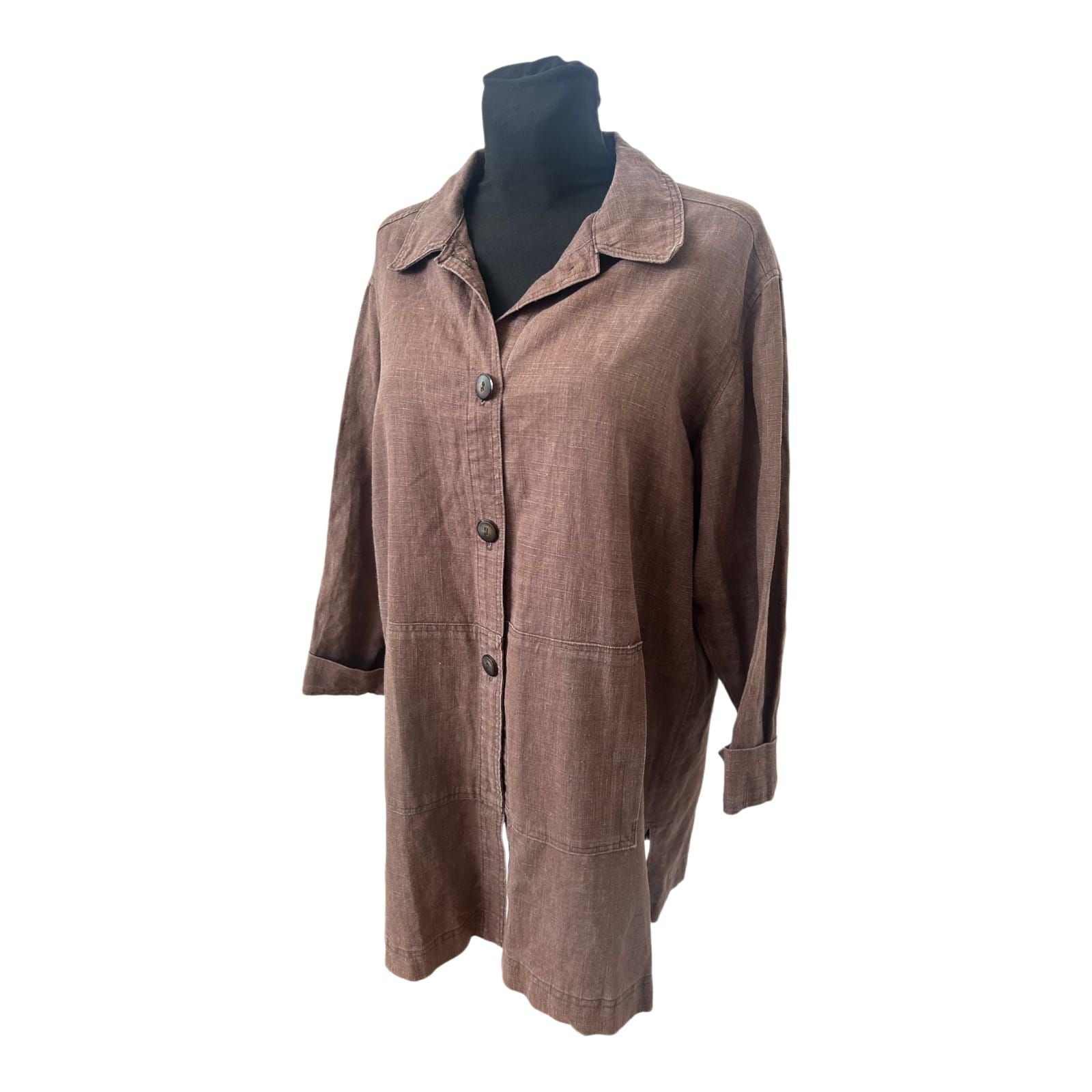 Leinenjacke Damen Braun Gr L XL Sommer Blazer Leinen Oversize Leicht