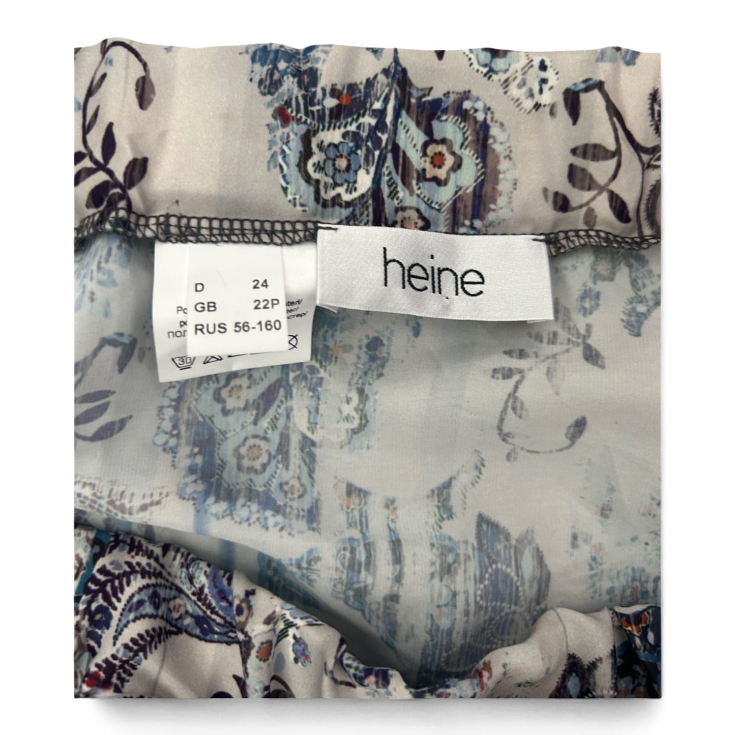 Heine Maxirock Gr 24 Blau Weiß Boho Muster Italien Polyester 91 cm Lang