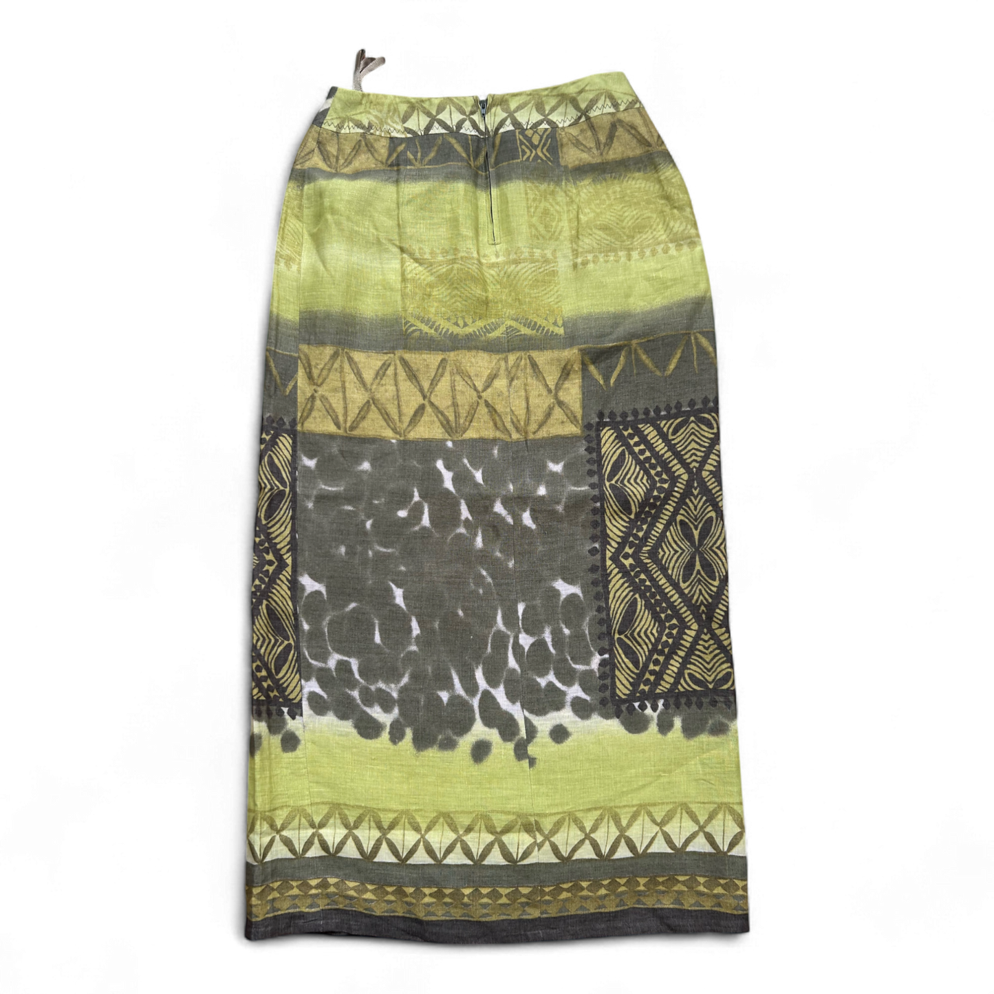 Ashley Brooke Rock Gr 36 Leinen Grün Muster Neu Mit Etikett 92 cm Lang