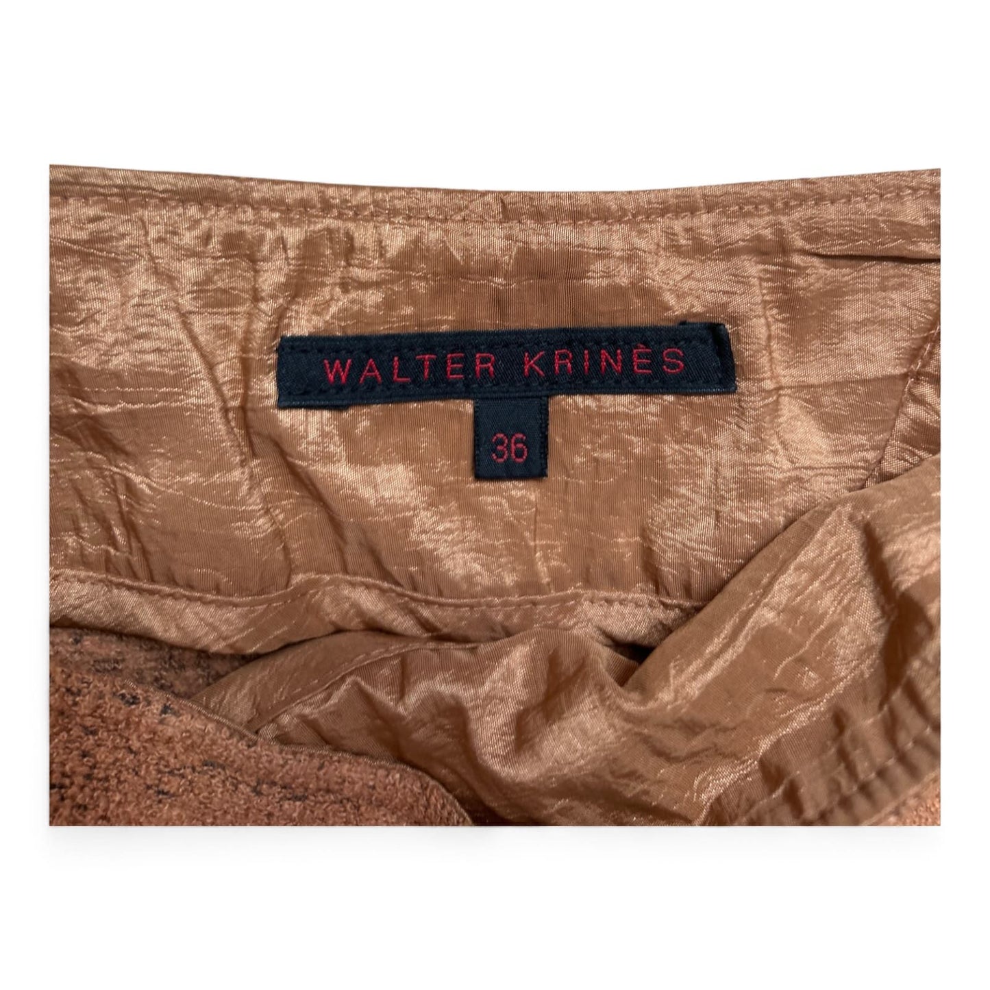 Walter Krines Rock Leicht Ausgestellt Braun Stretch Gr 34 Etikett 36 Mittellang