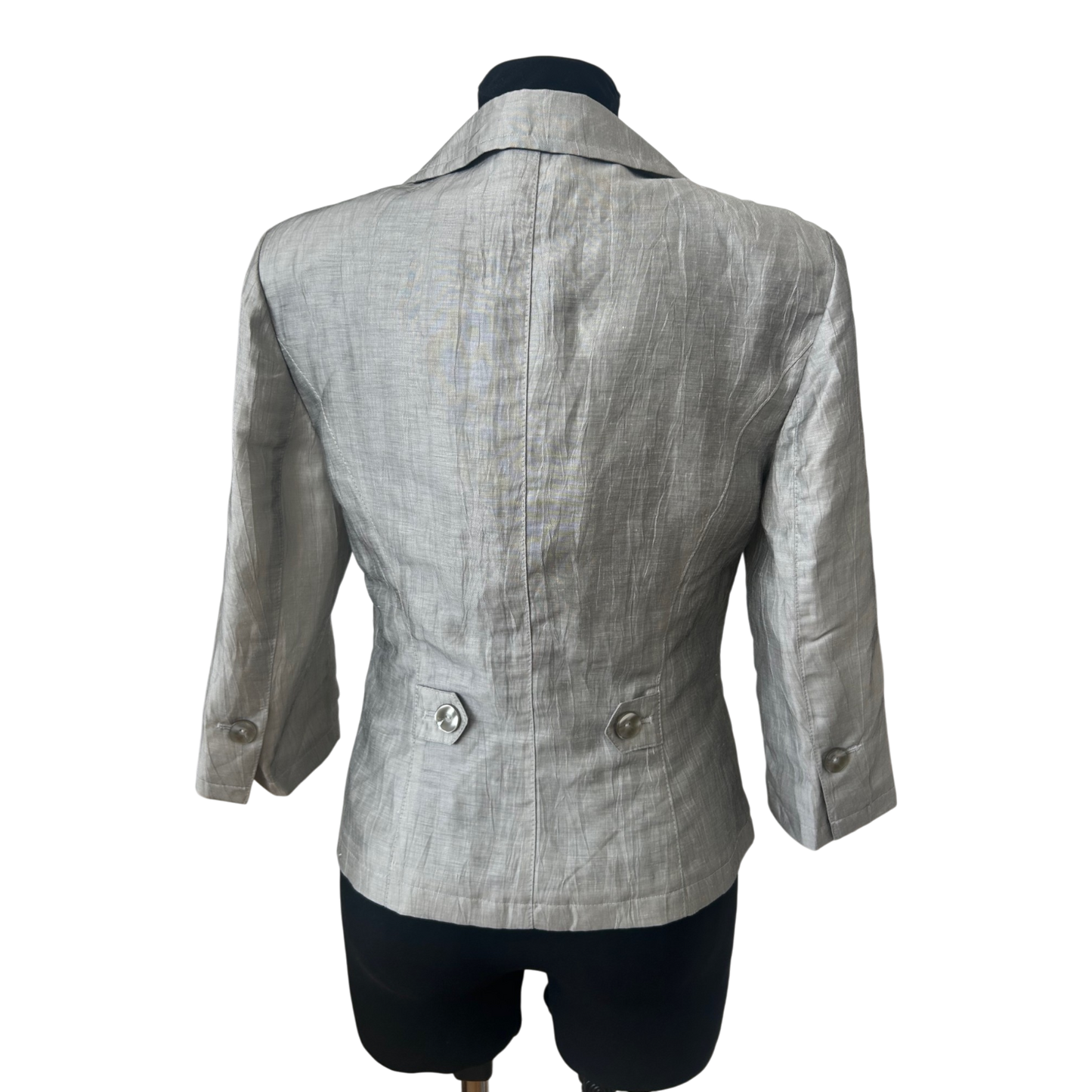 s.Oliver Blazer Damen Gr 38 Leinen Grau Silber Kurzblazer Elegant Chic