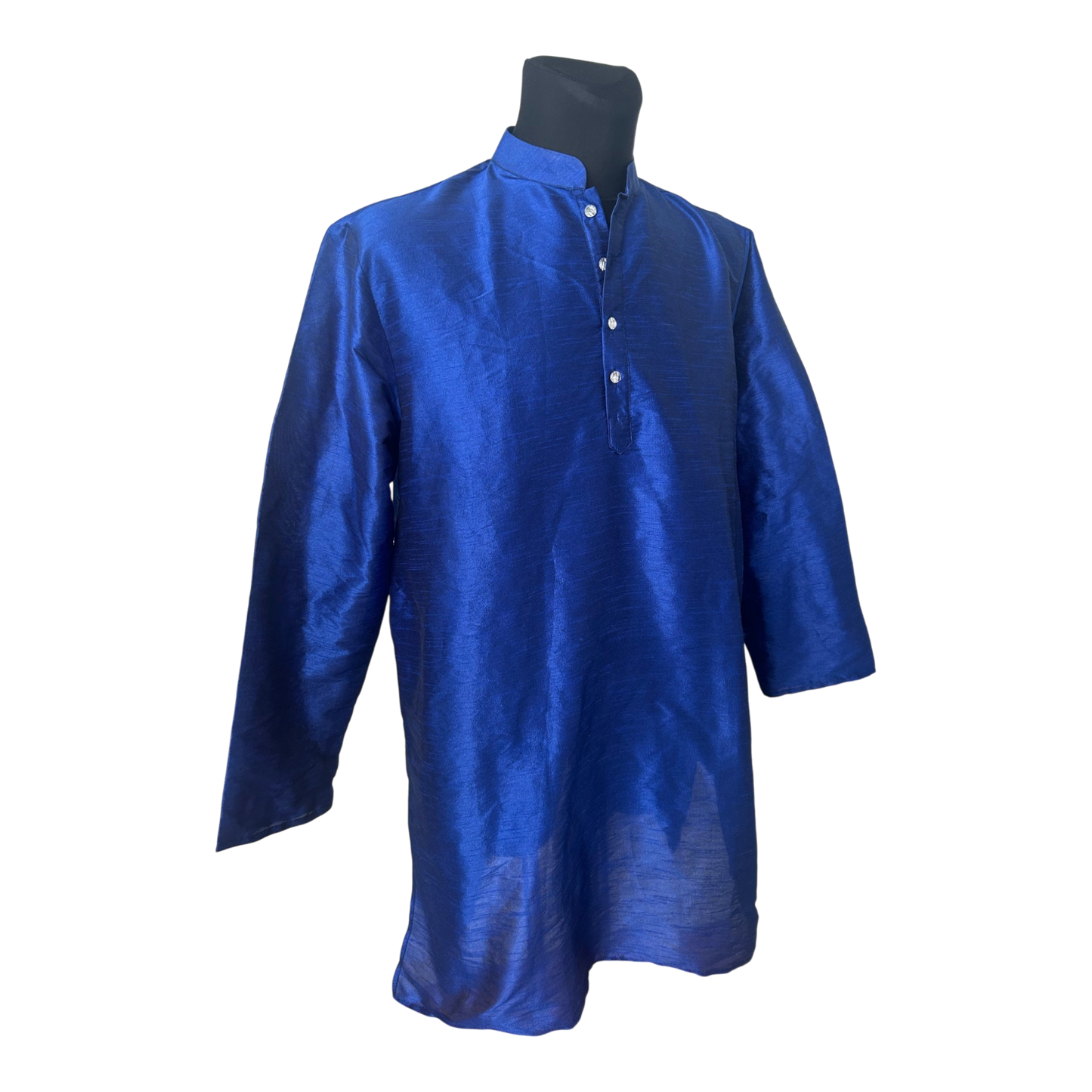 Herren Tunika XL Blau Langarm Shirt Ethno Style Stehkragen Neu Elegant