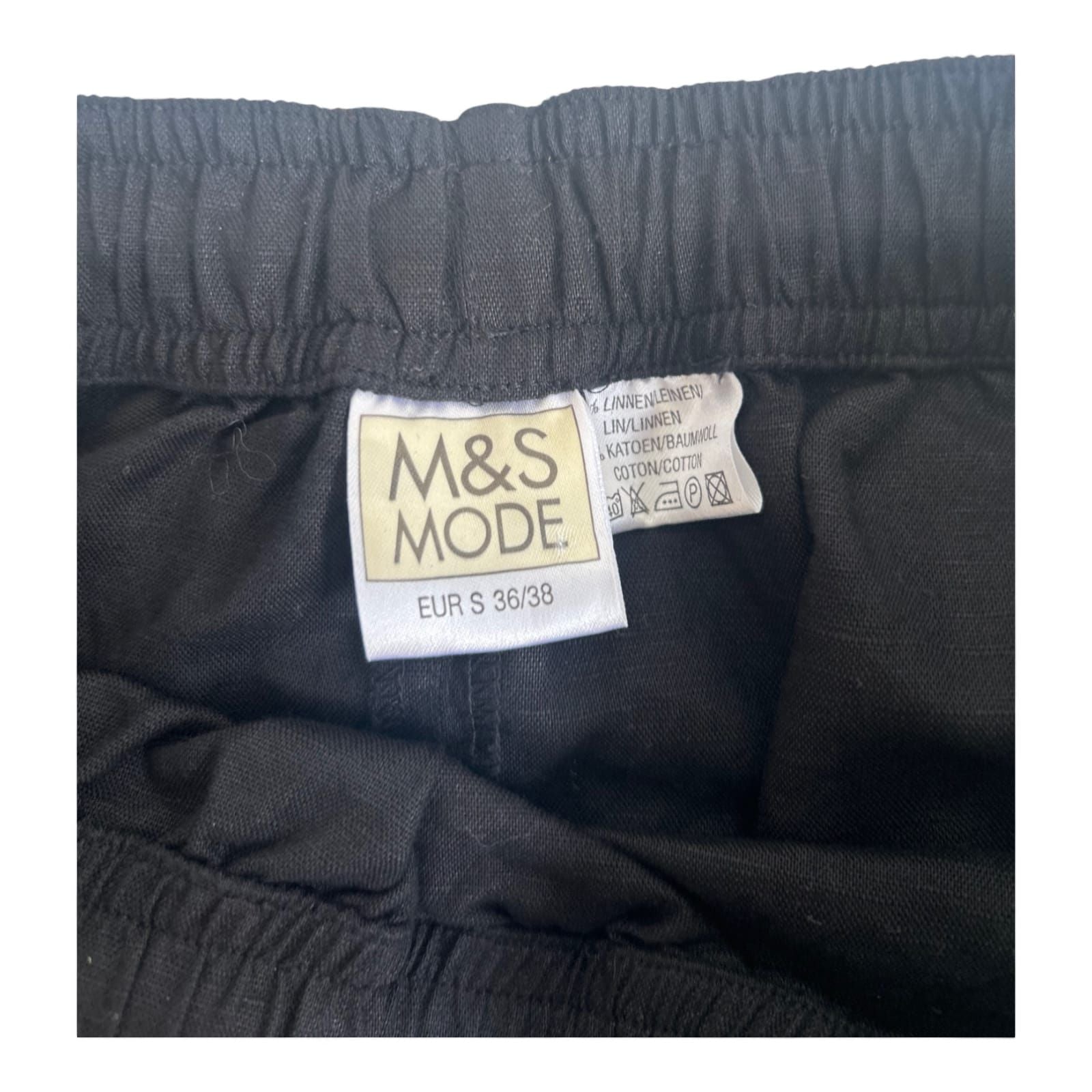 M&S Mode Rock Gr 36 Leinen Baumwolle Schwarz Lang 90 cm Schlitz