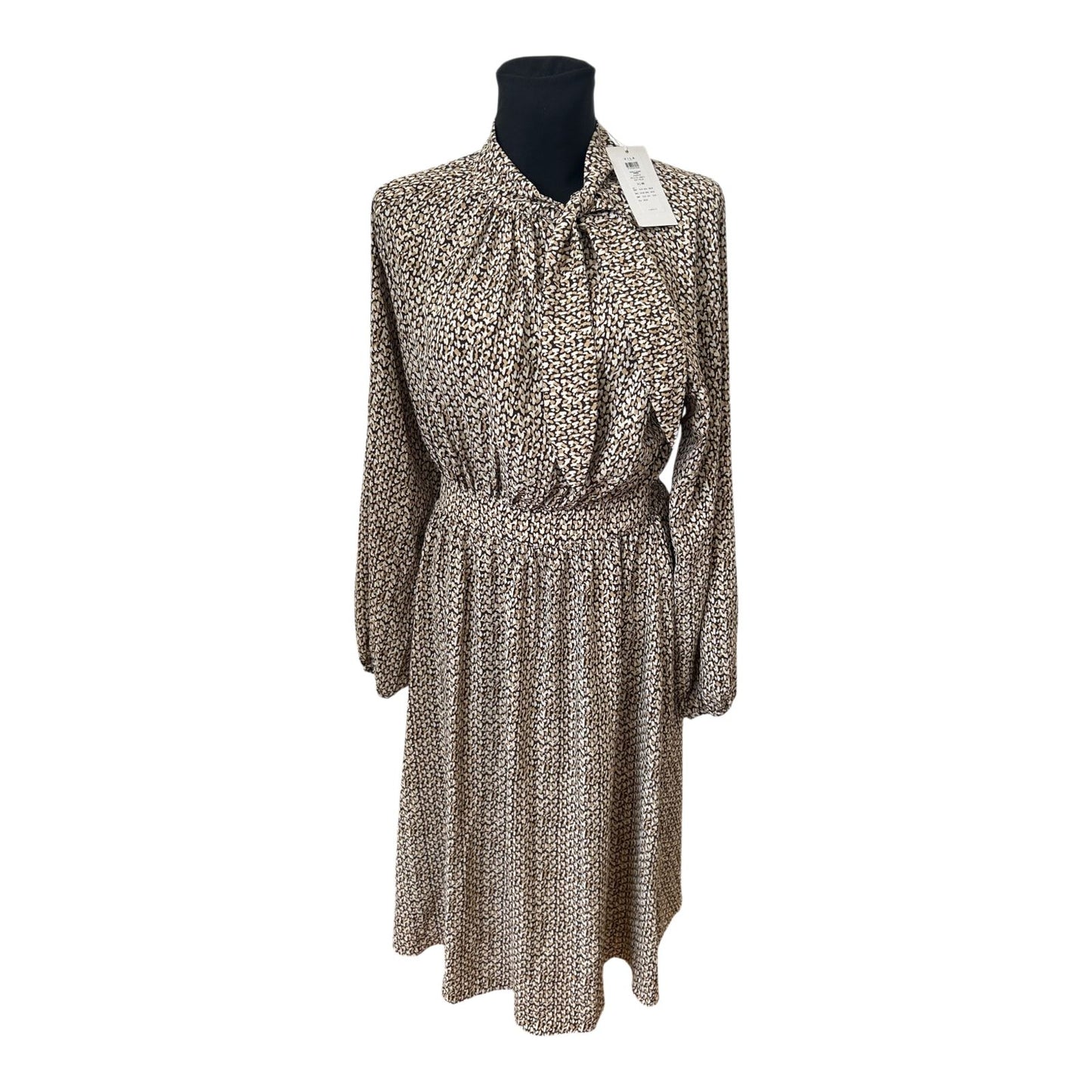 Vila Kleid Gr 40 Damen Neu mit Etikett Midi Animal Print Schalkragen Elegant