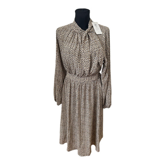 Vila Kleid Gr 40 Damen Neu mit Etikett Midi Animal Print Schalkragen Elegant