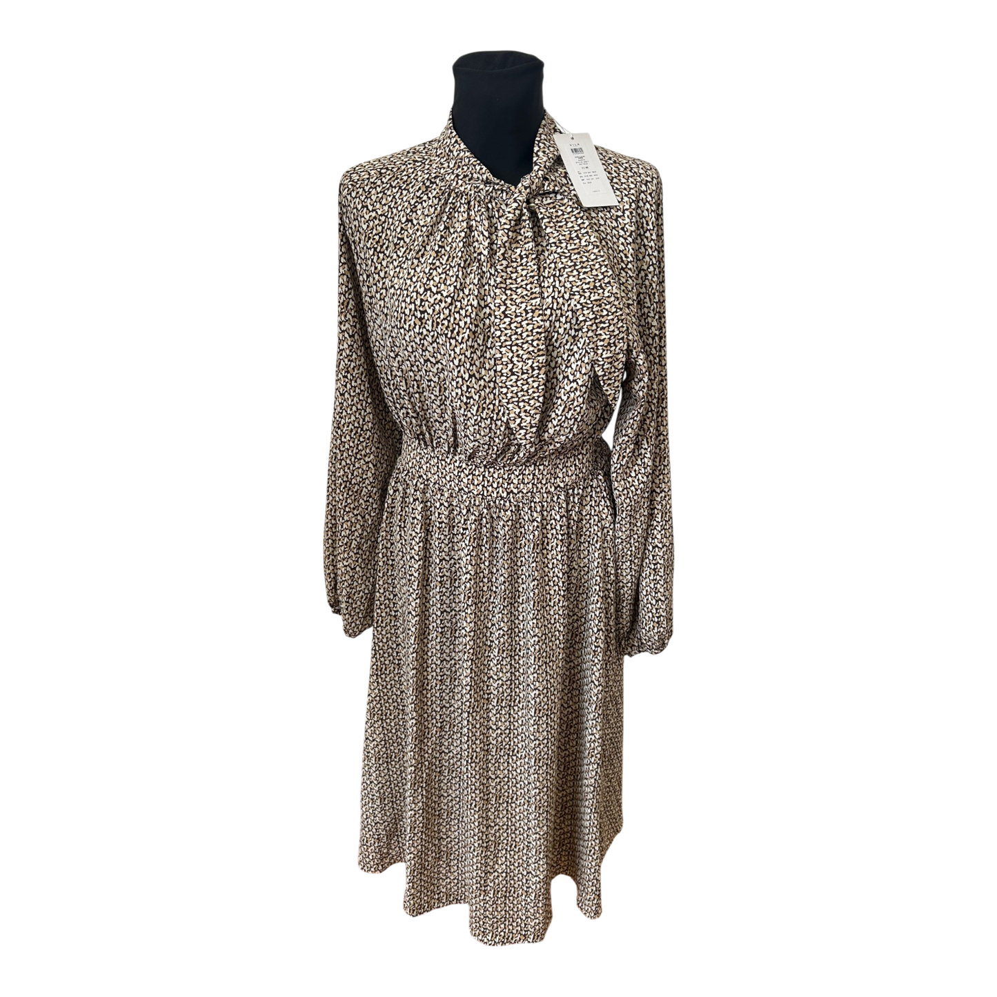 Vila Kleid Gr 40 Damen Neu mit Etikett Midi Animal Print Schalkragen Elegant