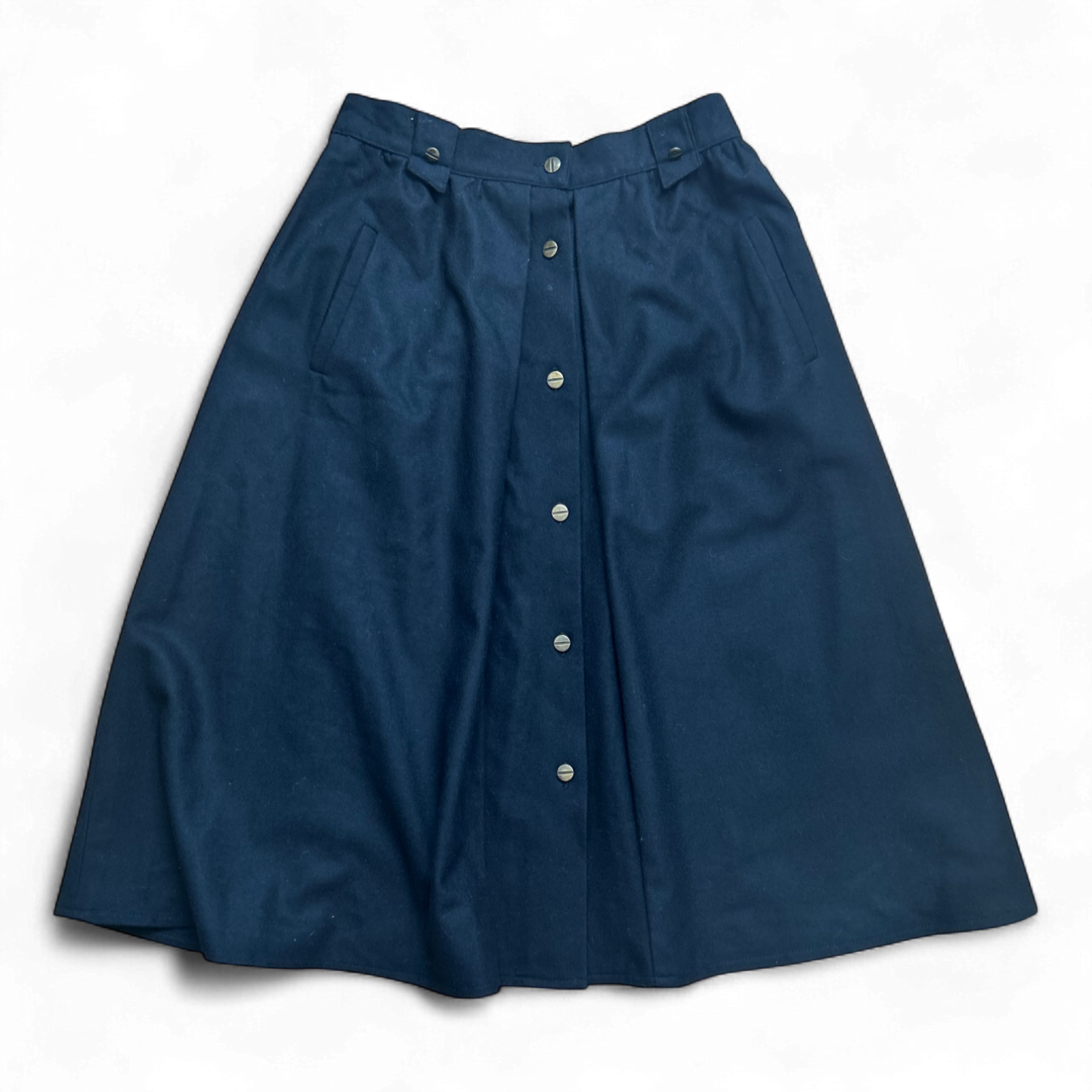 Pure Panda Maxirock Schwarz Gr 40  Knopfleiste Taschen Wollmischung Gefüttert