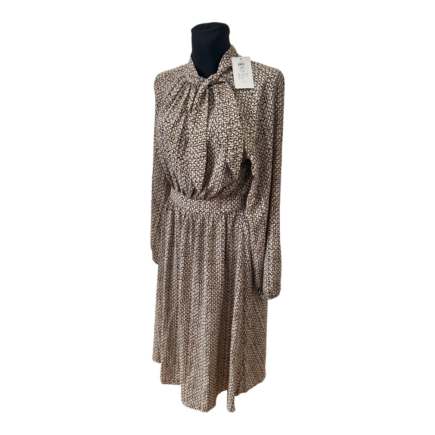 Vila Kleid Gr 40 Damen Neu mit Etikett Midi Animal Print Schalkragen Elegant