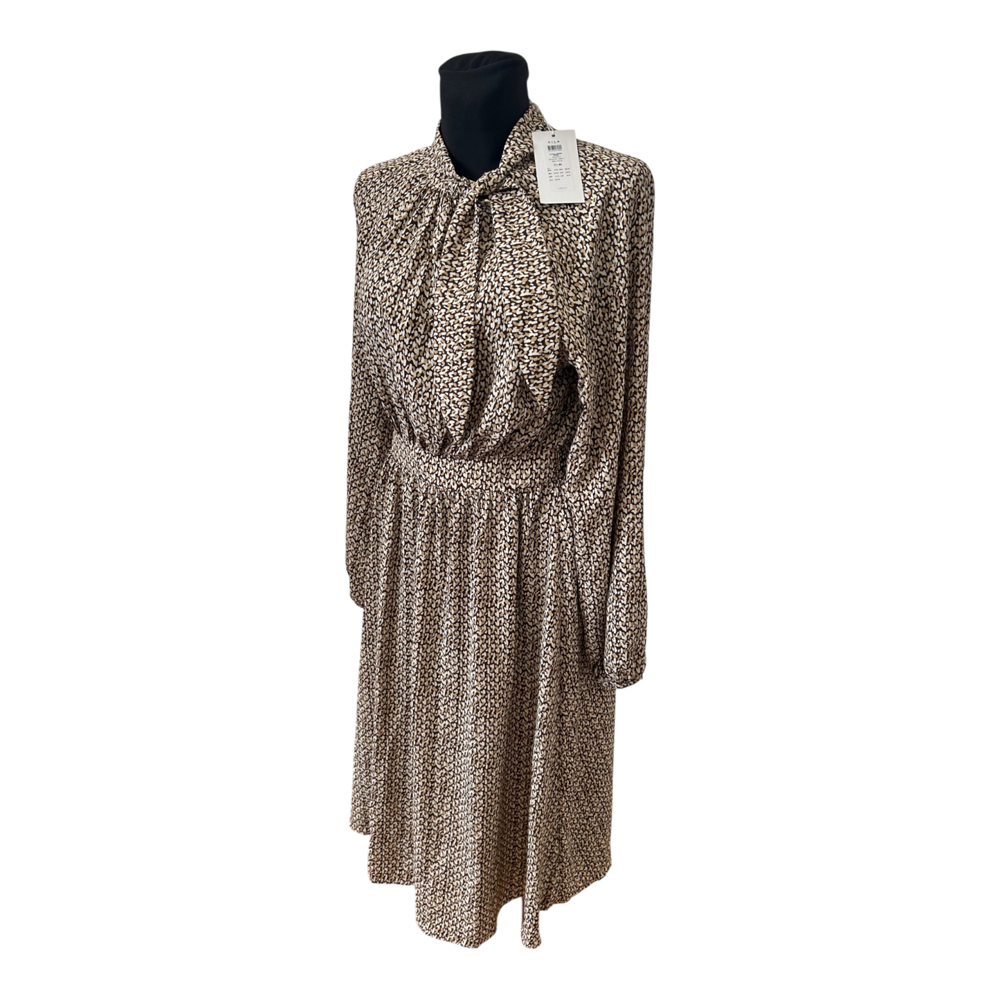 Vila Kleid Gr 40 Damen Neu mit Etikett Midi Animal Print Schalkragen Elegant