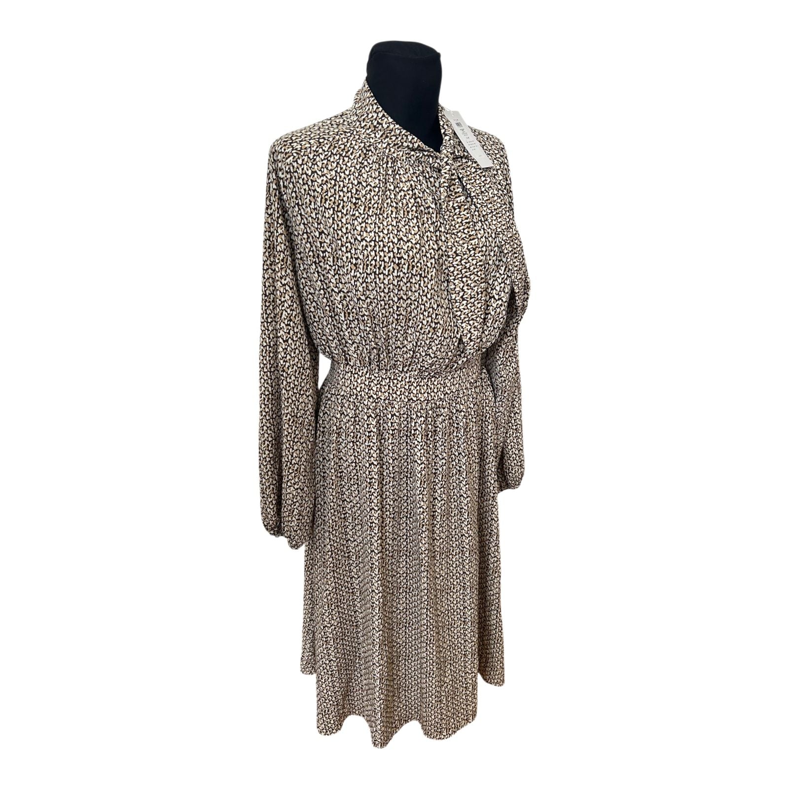 Vila Kleid Gr 40 Damen Neu mit Etikett Midi Animal Print Schalkragen Elegant
