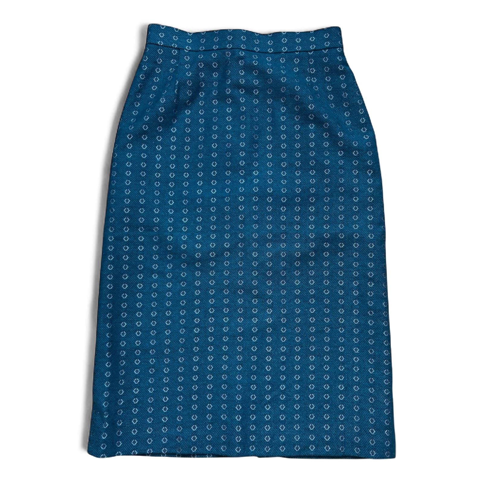 Madeleine Rock Gr S Grünblau Muster Vintage Lang Gemustert Wolle Acetat Hochwertig