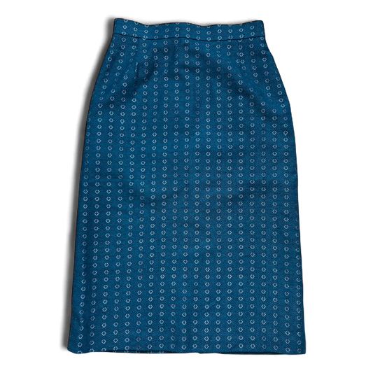 Madeleine Rock Gr S Grünblau Muster Vintage Lang Gemustert Wolle Acetat Hochwertig