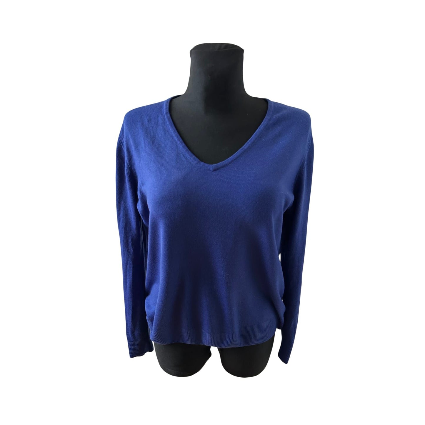 Marks Spencer Pullover Damen Gr 40 Blau V Ausschnitt Feinstrick Klassik Basiclook