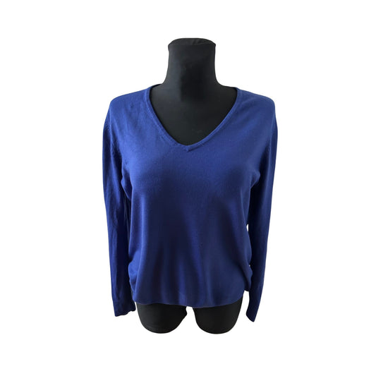 Marks Spencer Pullover Damen Gr 40 Blau V Ausschnitt Feinstrick Klassik Basiclook