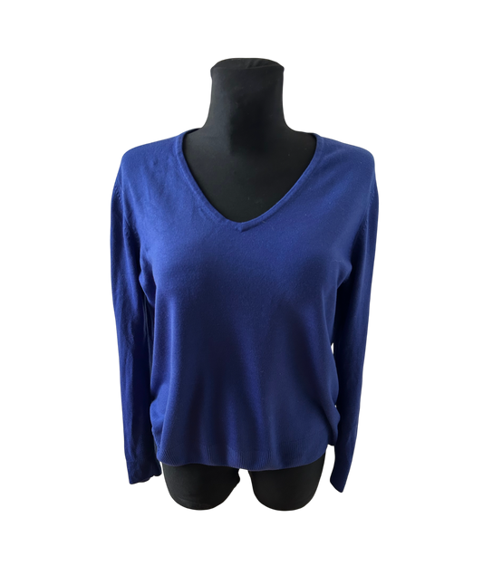 Marks Spencer Pullover Damen Gr 40 Blau V Ausschnitt Feinstrick Klassik Basiclook