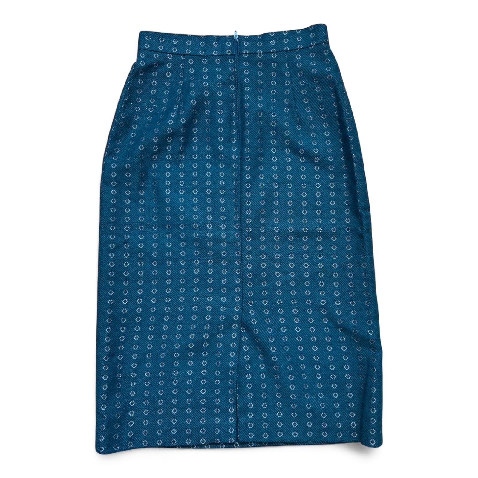 Madeleine Rock Gr S Grünblau Muster Vintage Lang Gemustert Wolle Acetat Hochwertig