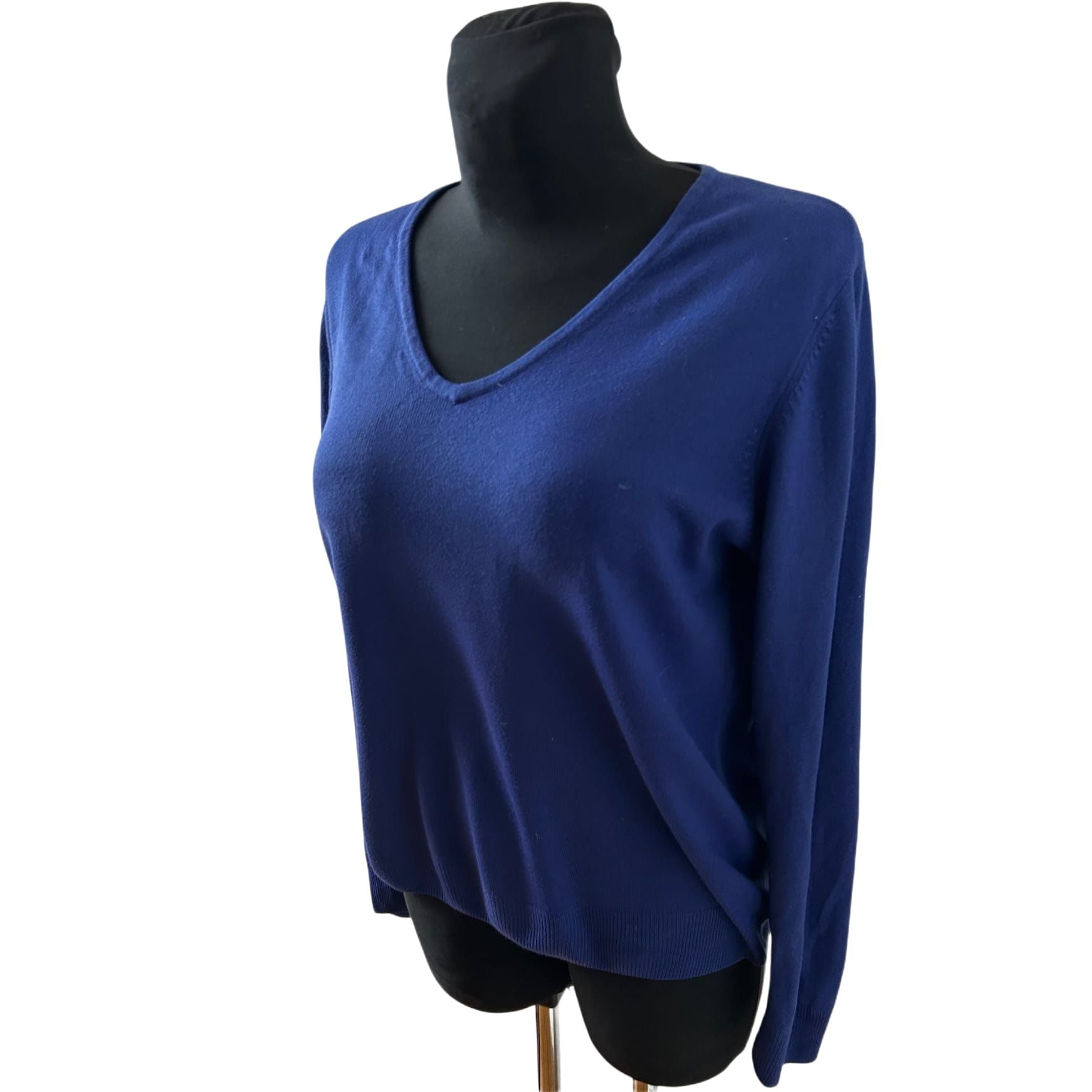 Marks Spencer Pullover Damen Gr 40 Blau V Ausschnitt Feinstrick Klassik Basiclook