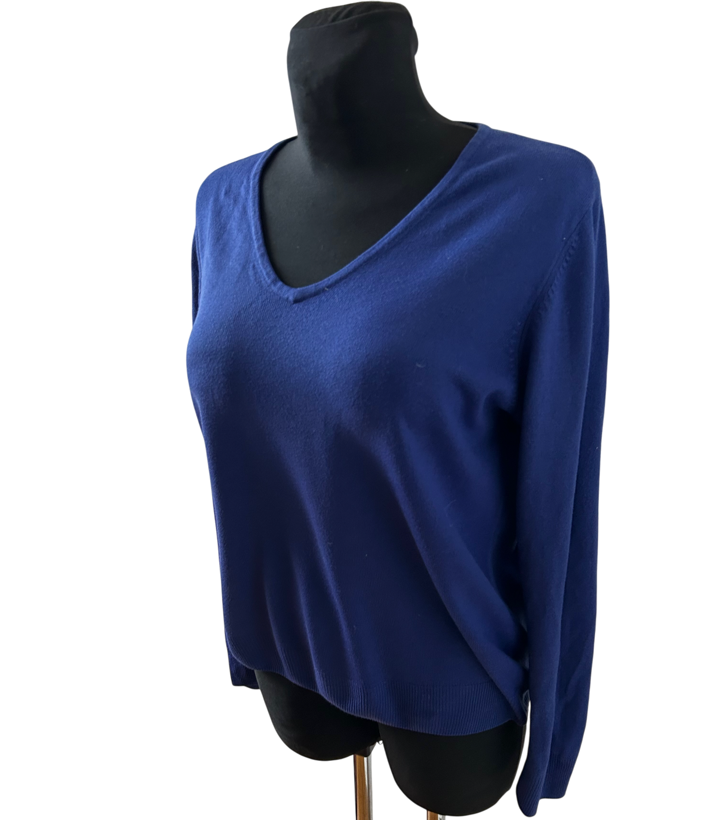 Marks Spencer Pullover Damen Gr 40 Blau V Ausschnitt Feinstrick Klassik Basiclook