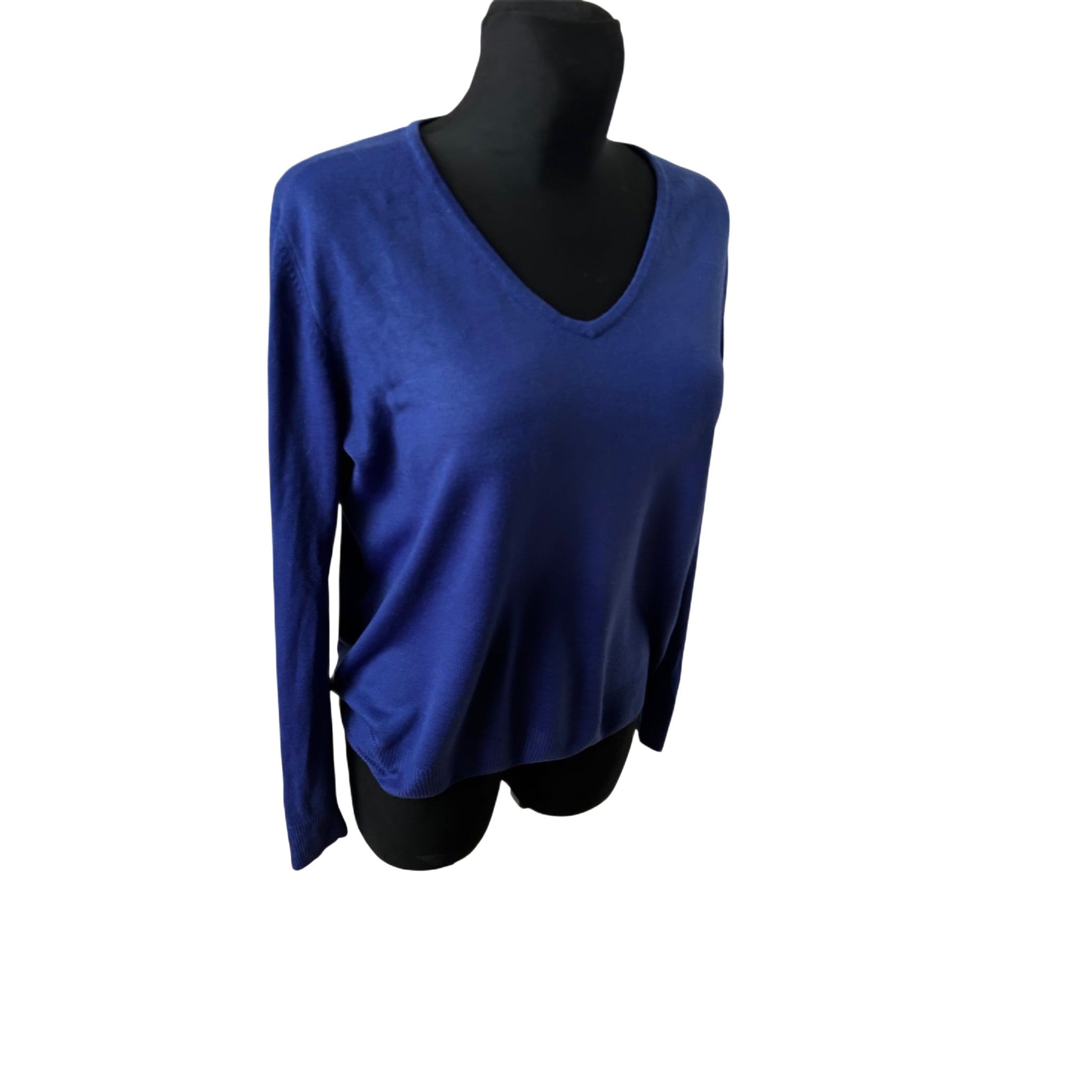 Marks Spencer Pullover Damen Gr 40 Blau V Ausschnitt Feinstrick Klassik Basiclook