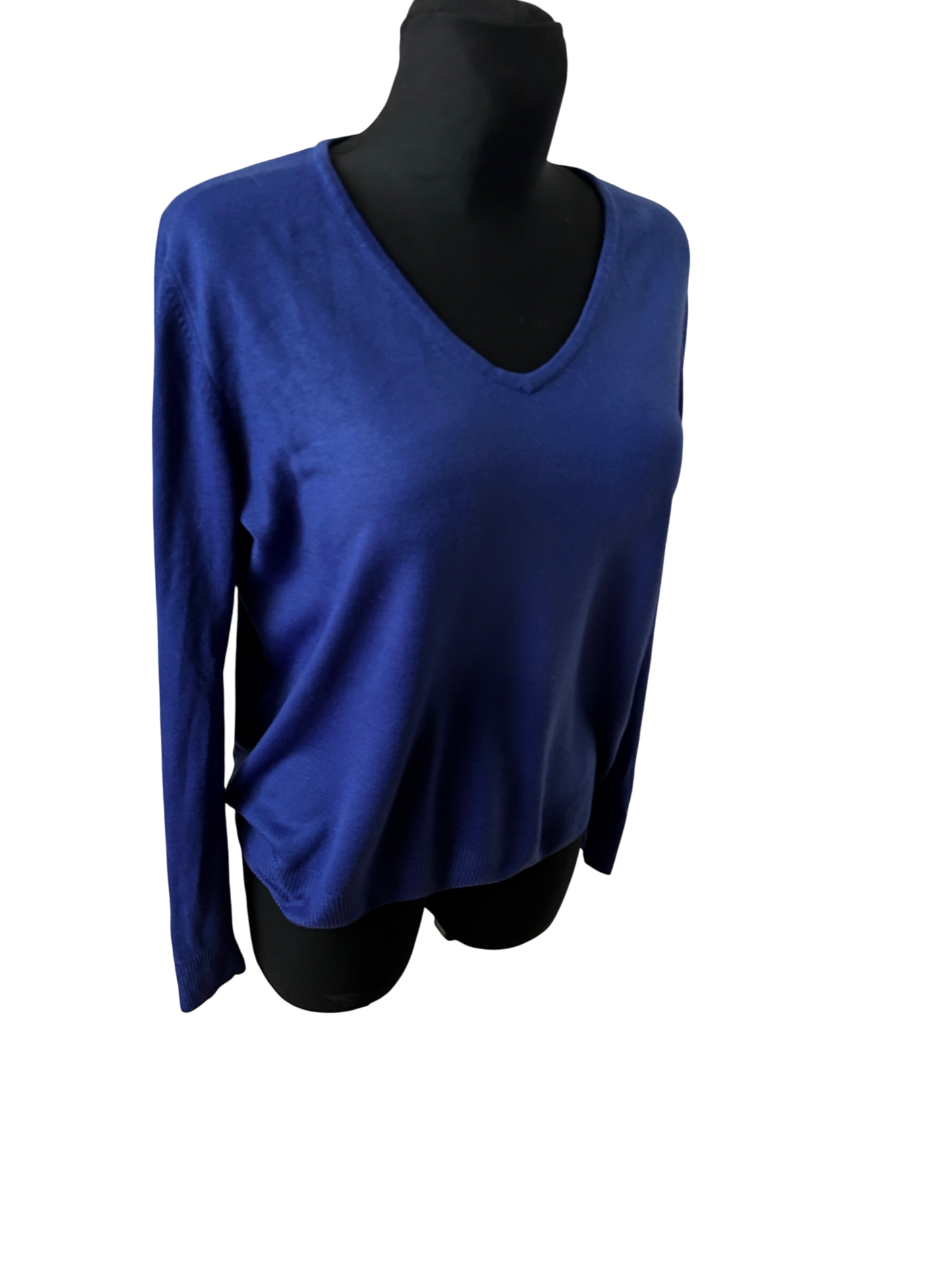 Marks Spencer Pullover Damen Gr 40 Blau V Ausschnitt Feinstrick Klassik Basiclook