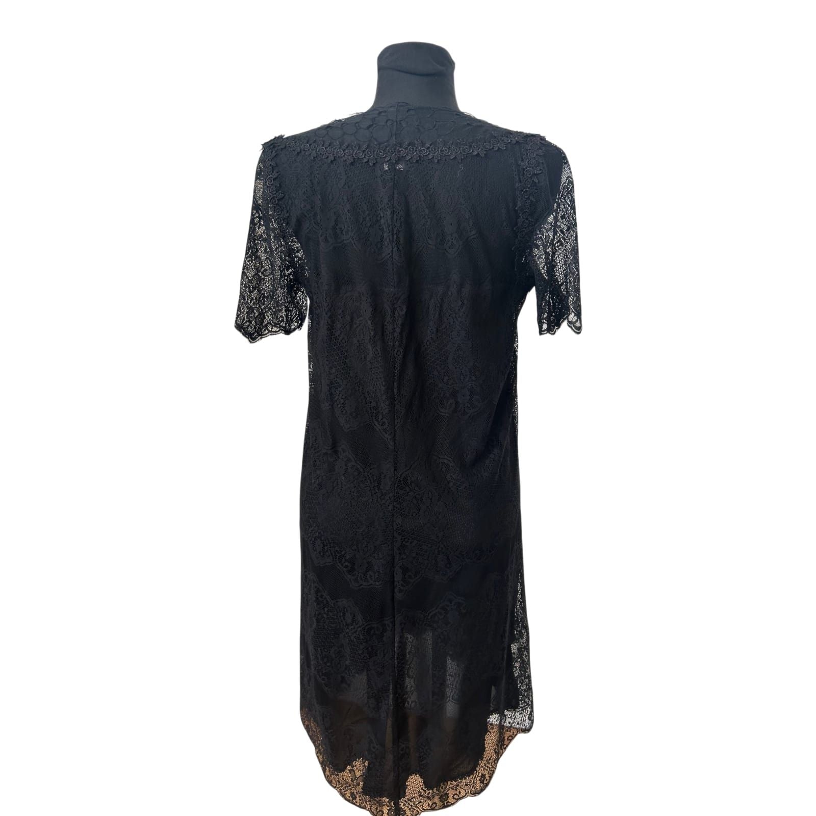 Tara Collection Kleid Damen Gr 40 Schwarz Spitze Seide Elegant Abendkleid