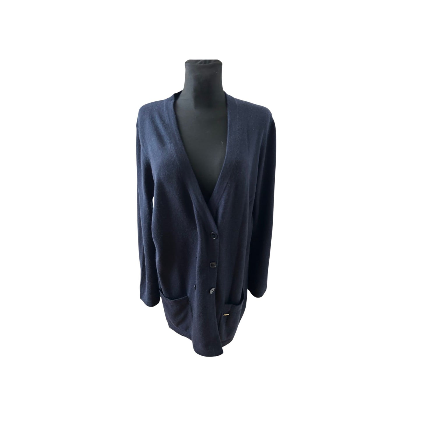 Escada Damen Kaschmir Zweiteiler Gr XL Blau Top Jacke Elegant Luxusstück