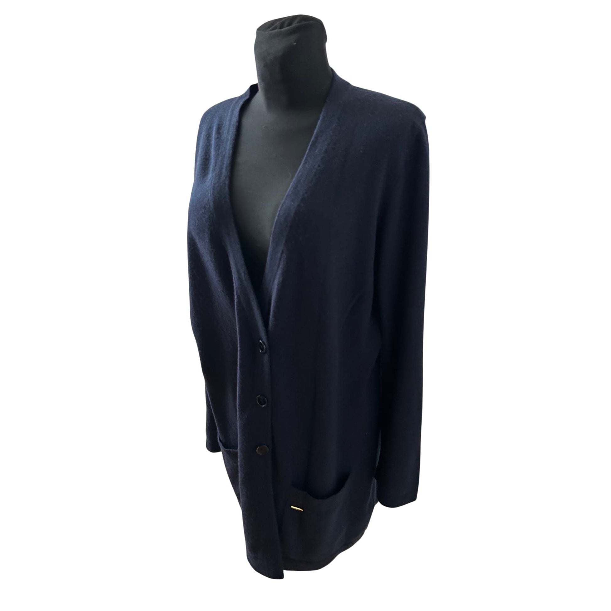 Escada Damen Kaschmir Zweiteiler Gr XL Blau Top Jacke Elegant Luxusstück