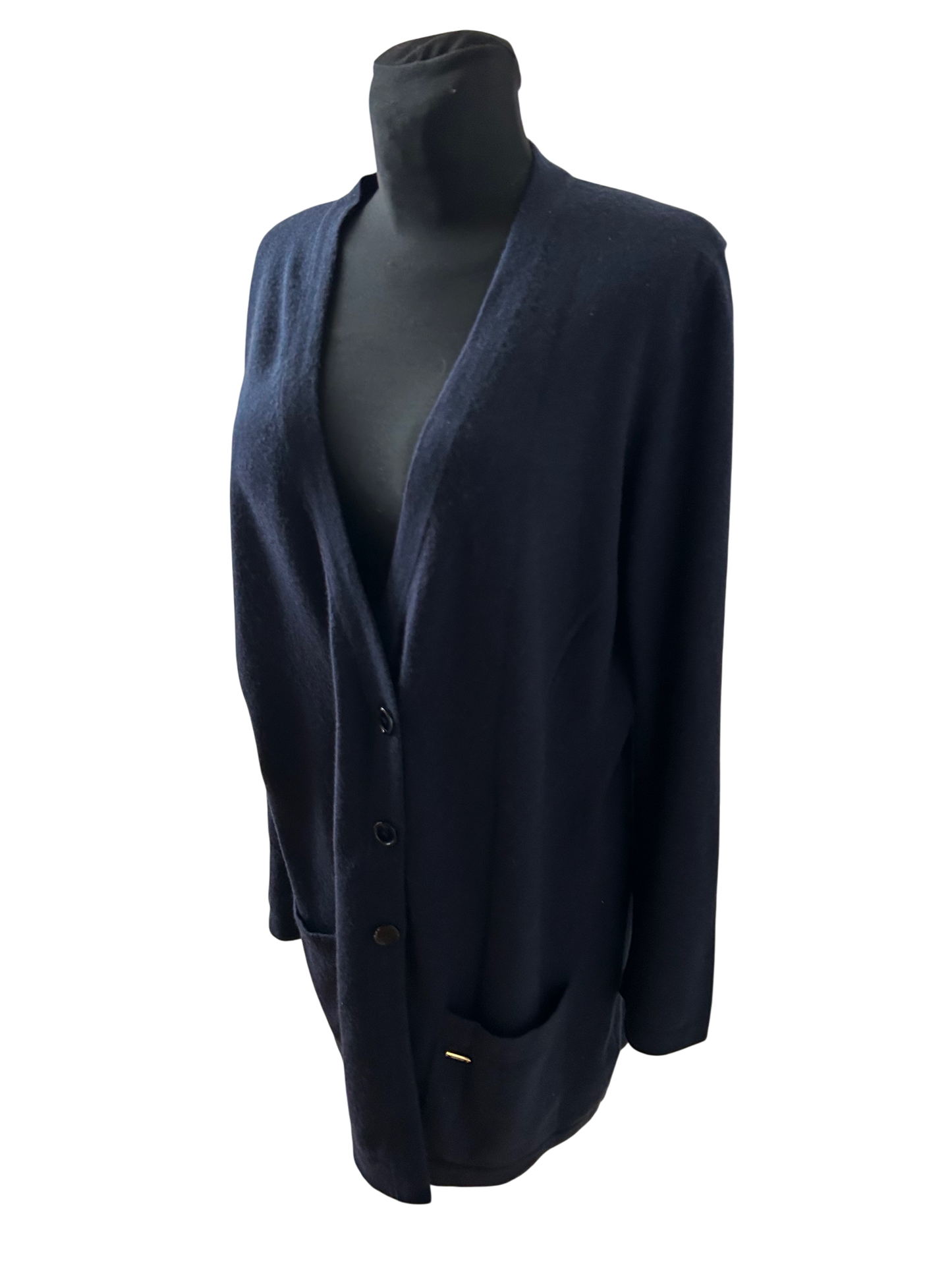 Escada Damen Kaschmir Zweiteiler Gr XL Blau Top Jacke Elegant Luxusstück