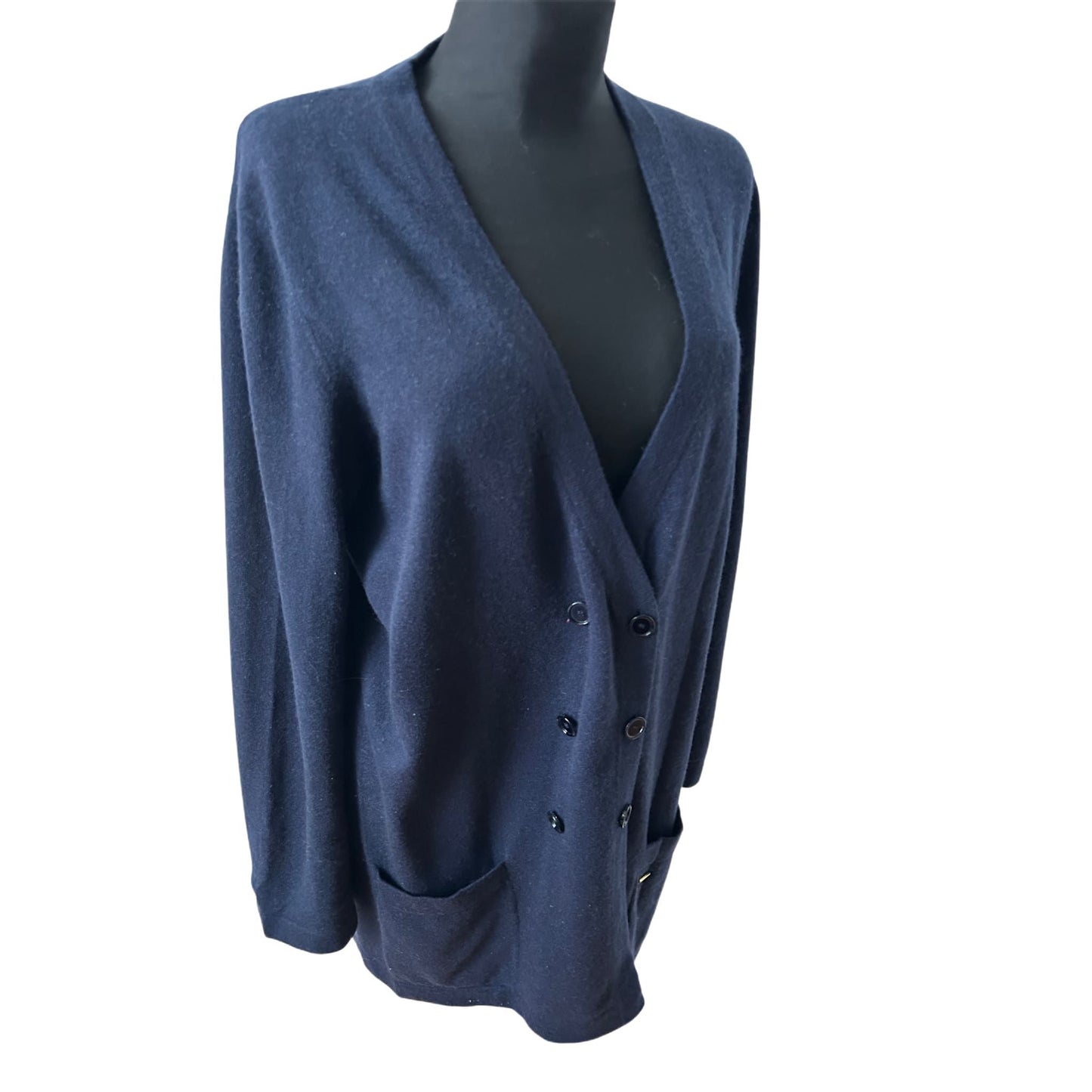 Escada Damen Kaschmir Zweiteiler Gr XL Blau Top Jacke Elegant Luxusstück