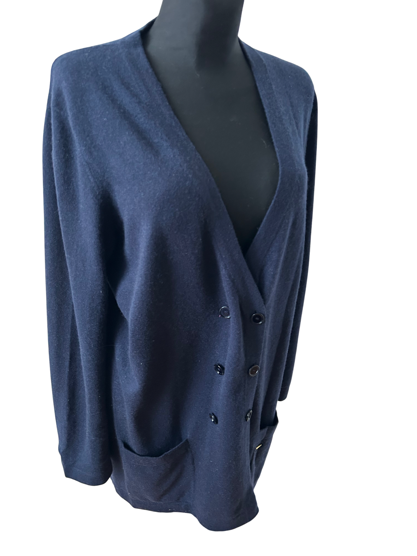 Escada Damen Kaschmir Zweiteiler Gr XL Blau Top Jacke Elegant Luxusstück