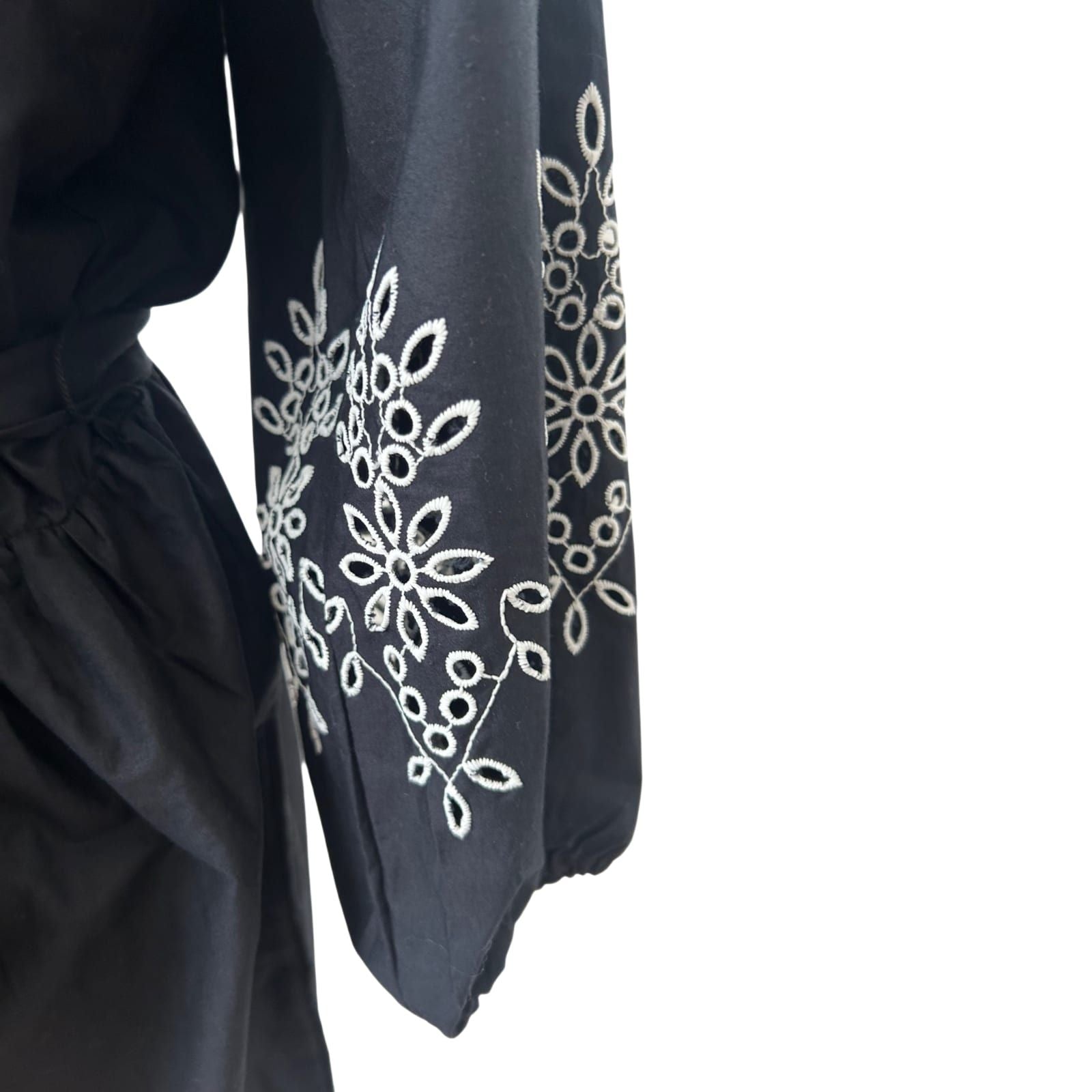 Bodyflirt Kleid Damen Gr 40 Schwarz Weiß Stickerei Baumwolle Boho Sommer