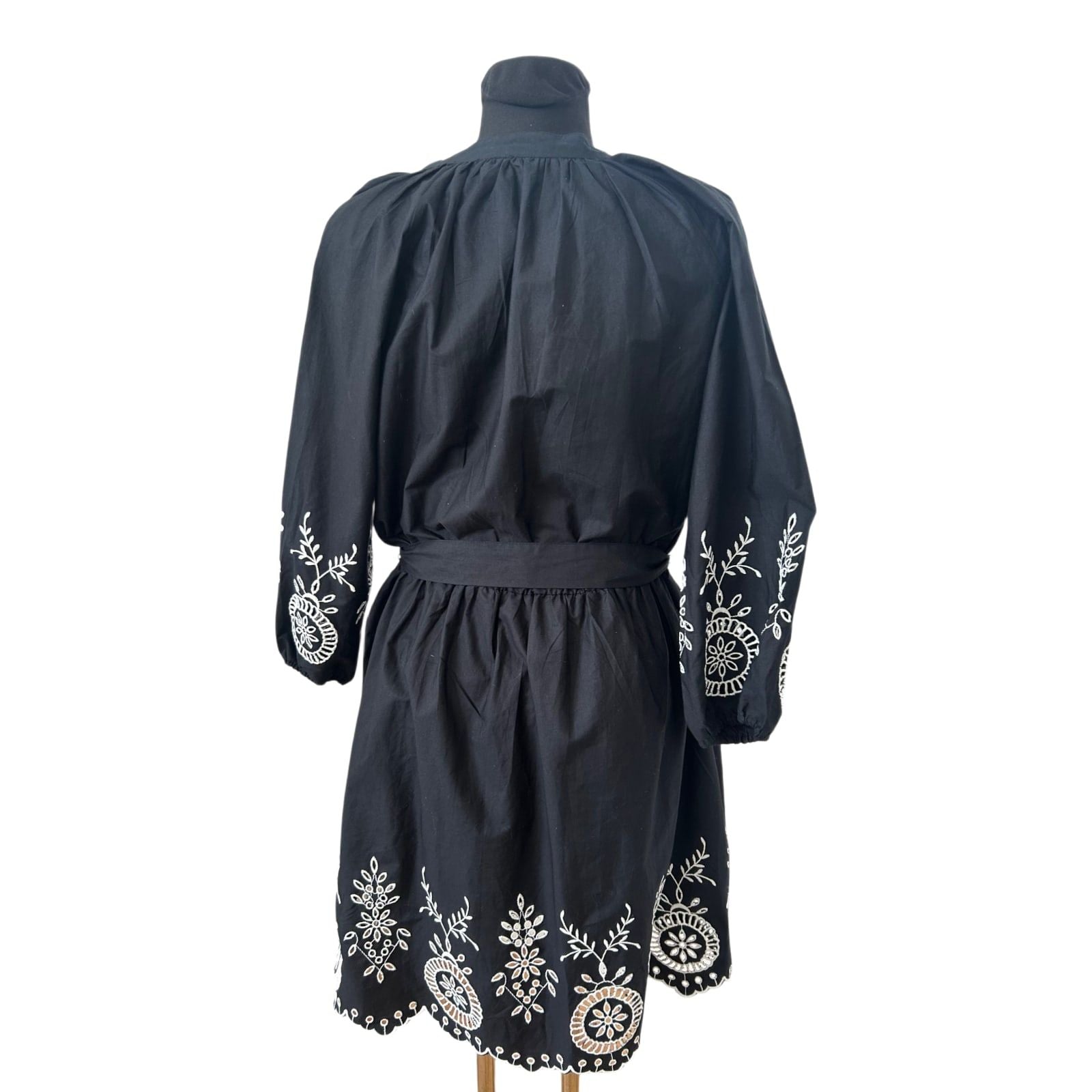 Bodyflirt Kleid Damen Gr 40 Schwarz Weiß Stickerei Baumwolle Boho Sommer