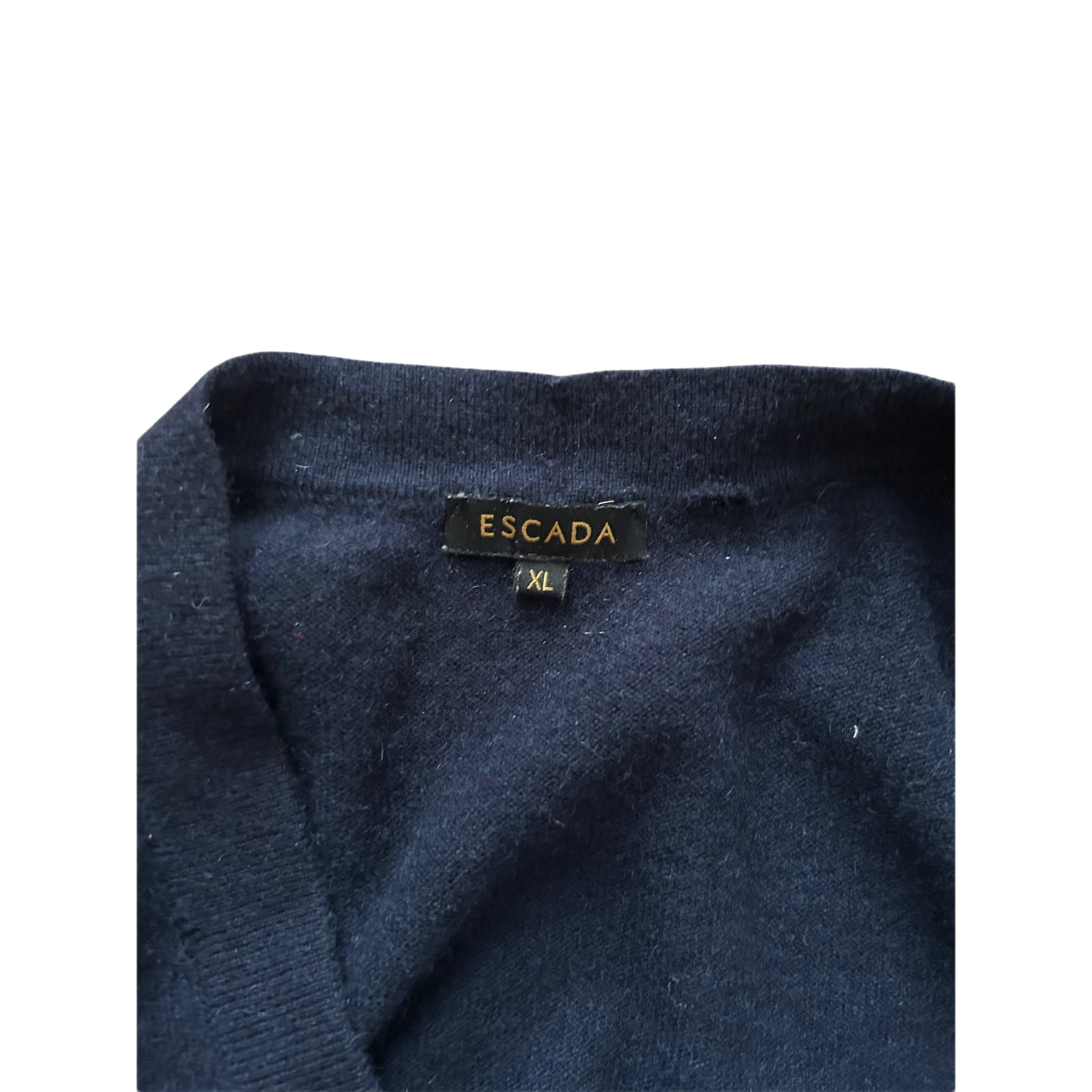 Escada Damen Kaschmir Zweiteiler Gr XL Blau Top Jacke Elegant Luxusstück
